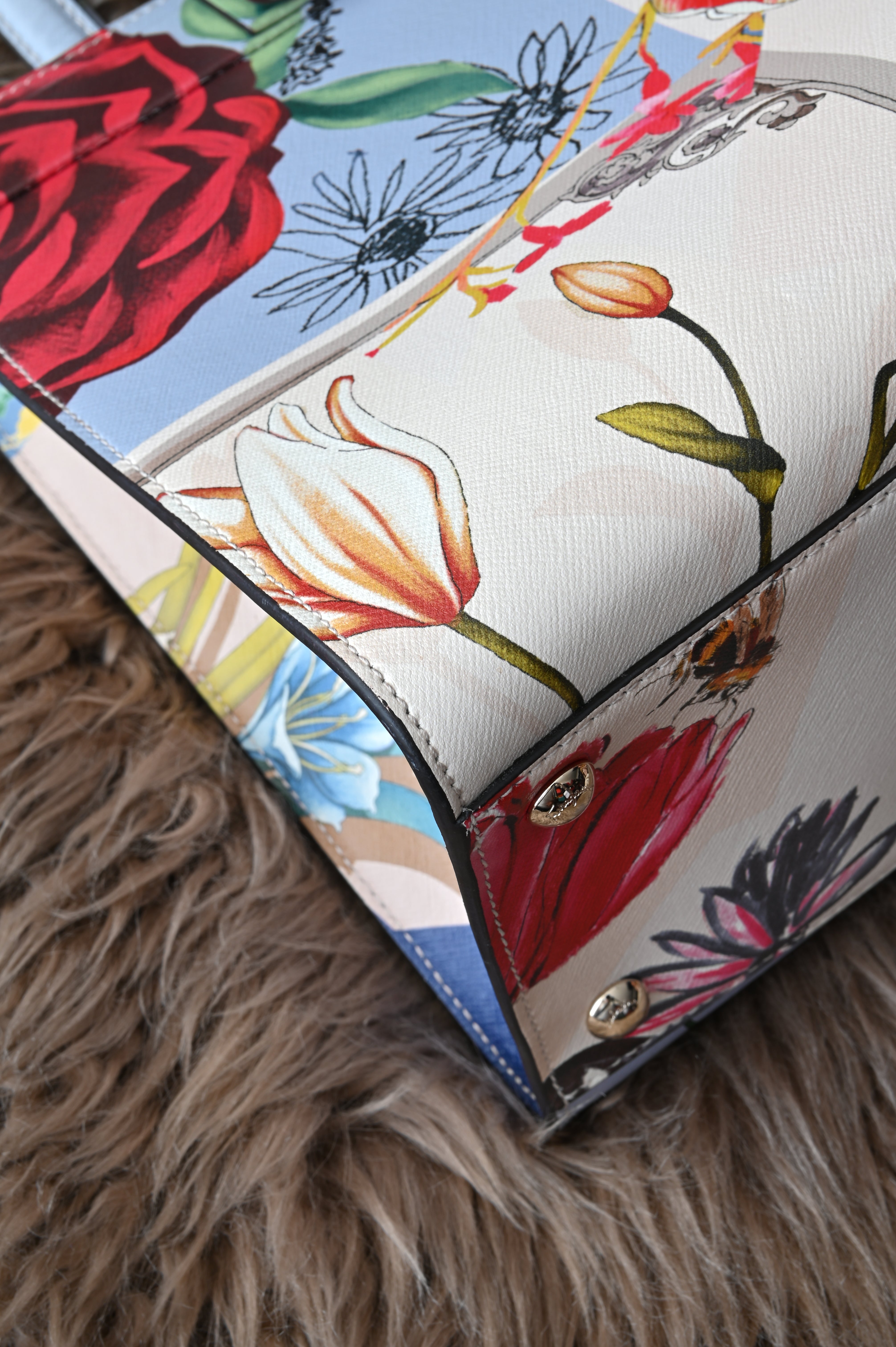 Salvatore Ferragamo Floral Print Leather Bag