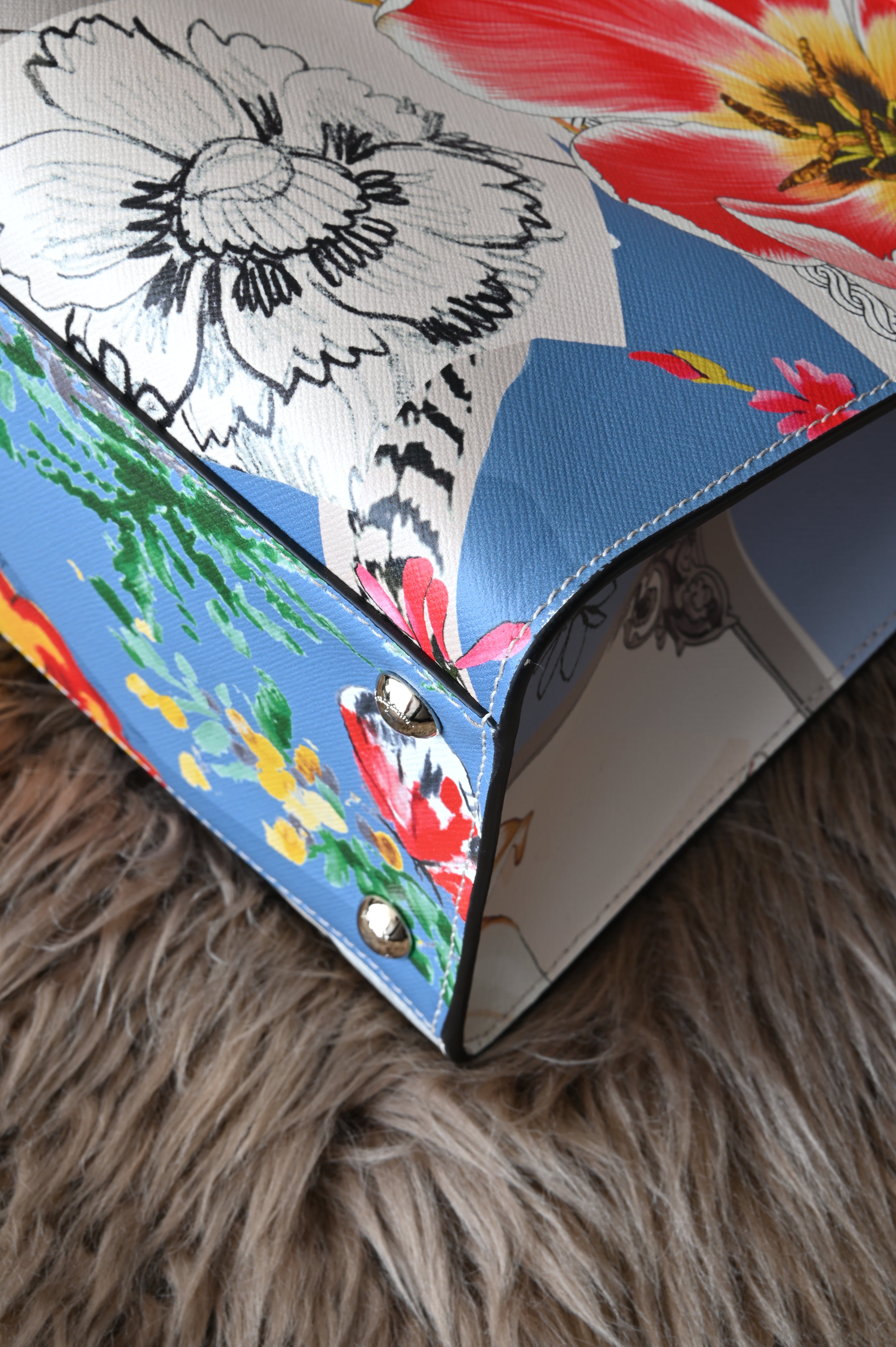 Salvatore Ferragamo Floral Print Leather Bag