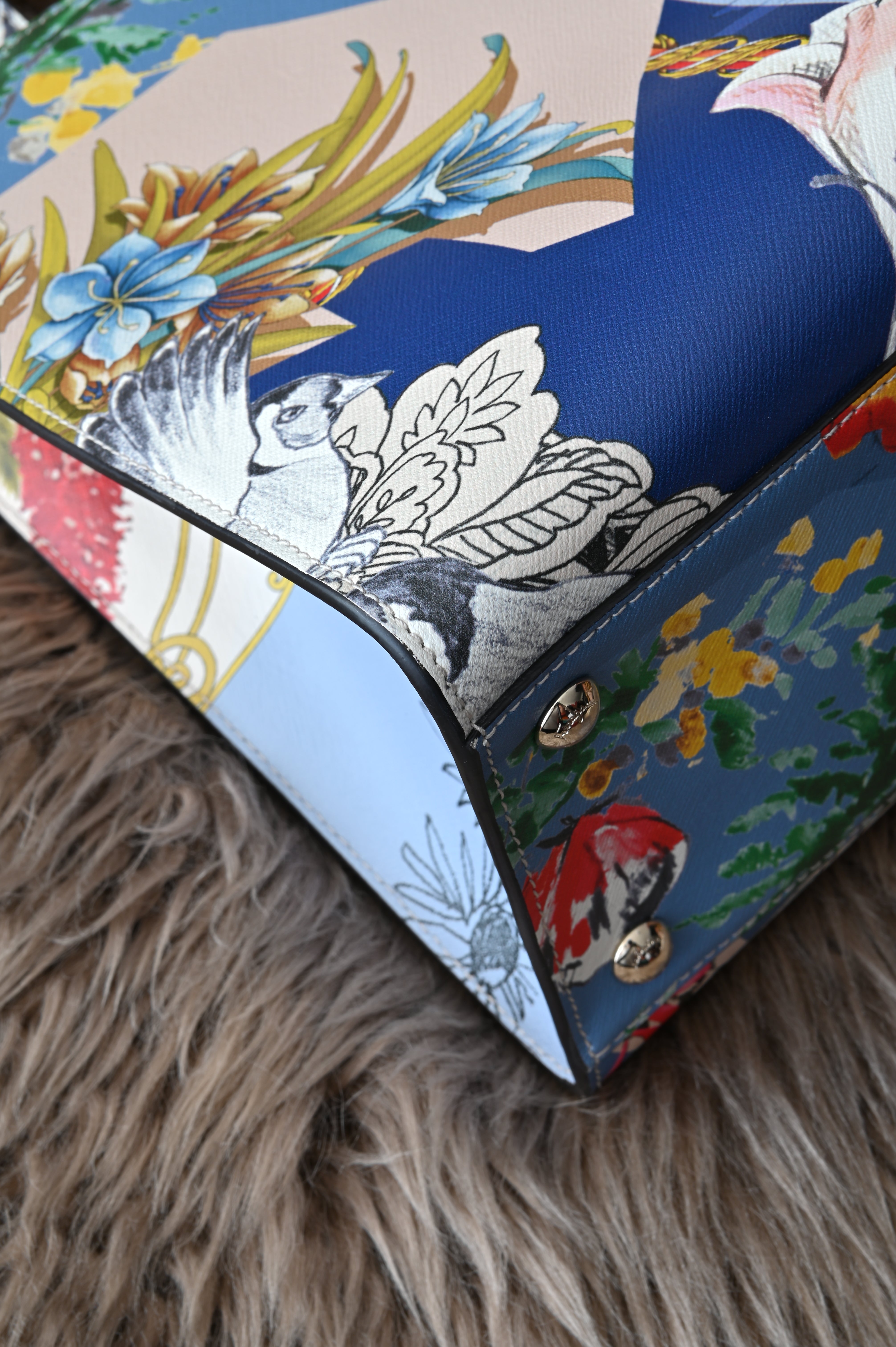 Salvatore Ferragamo Floral Print Leather Bag