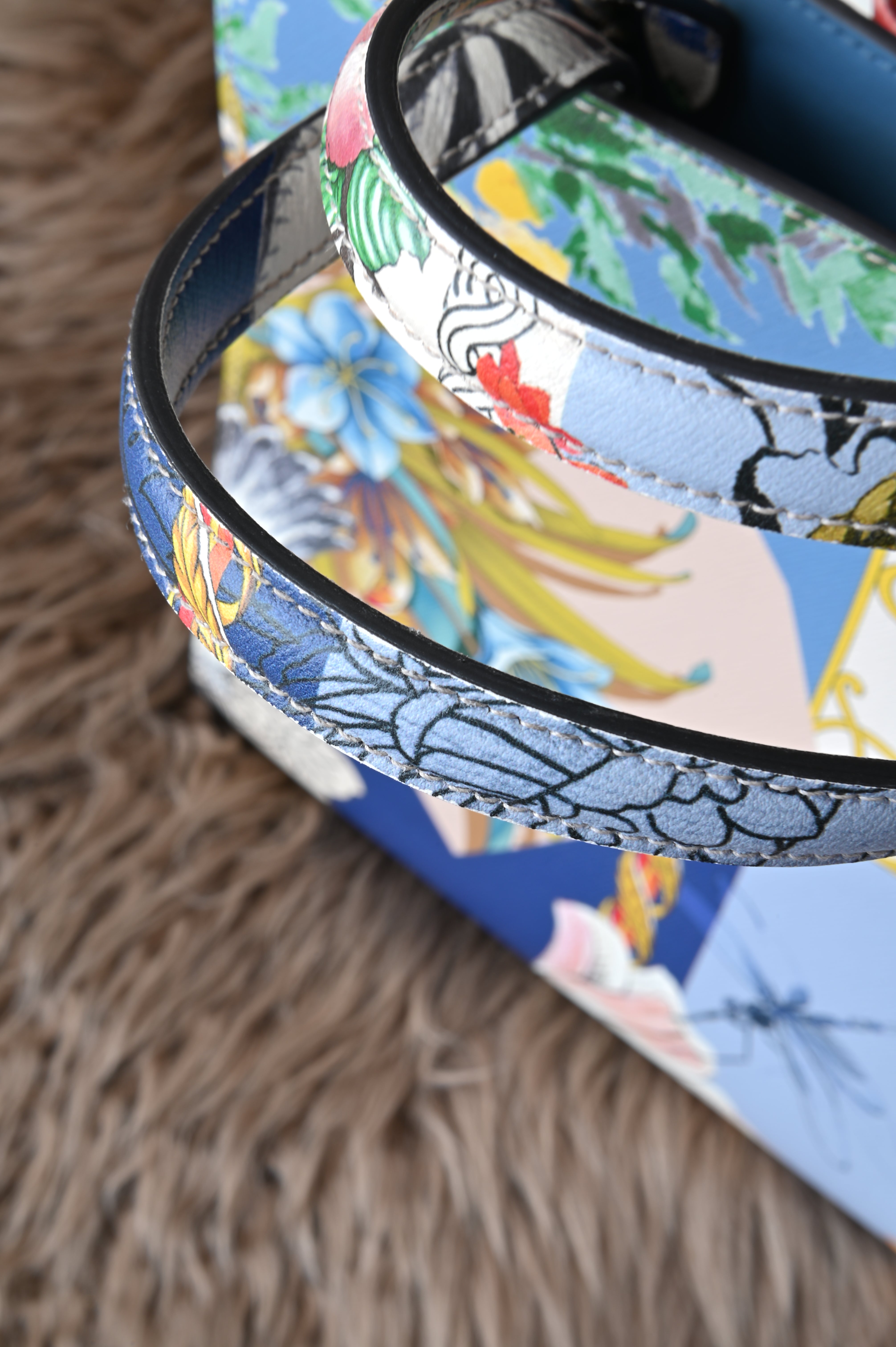Salvatore Ferragamo Floral Print Leather Bag