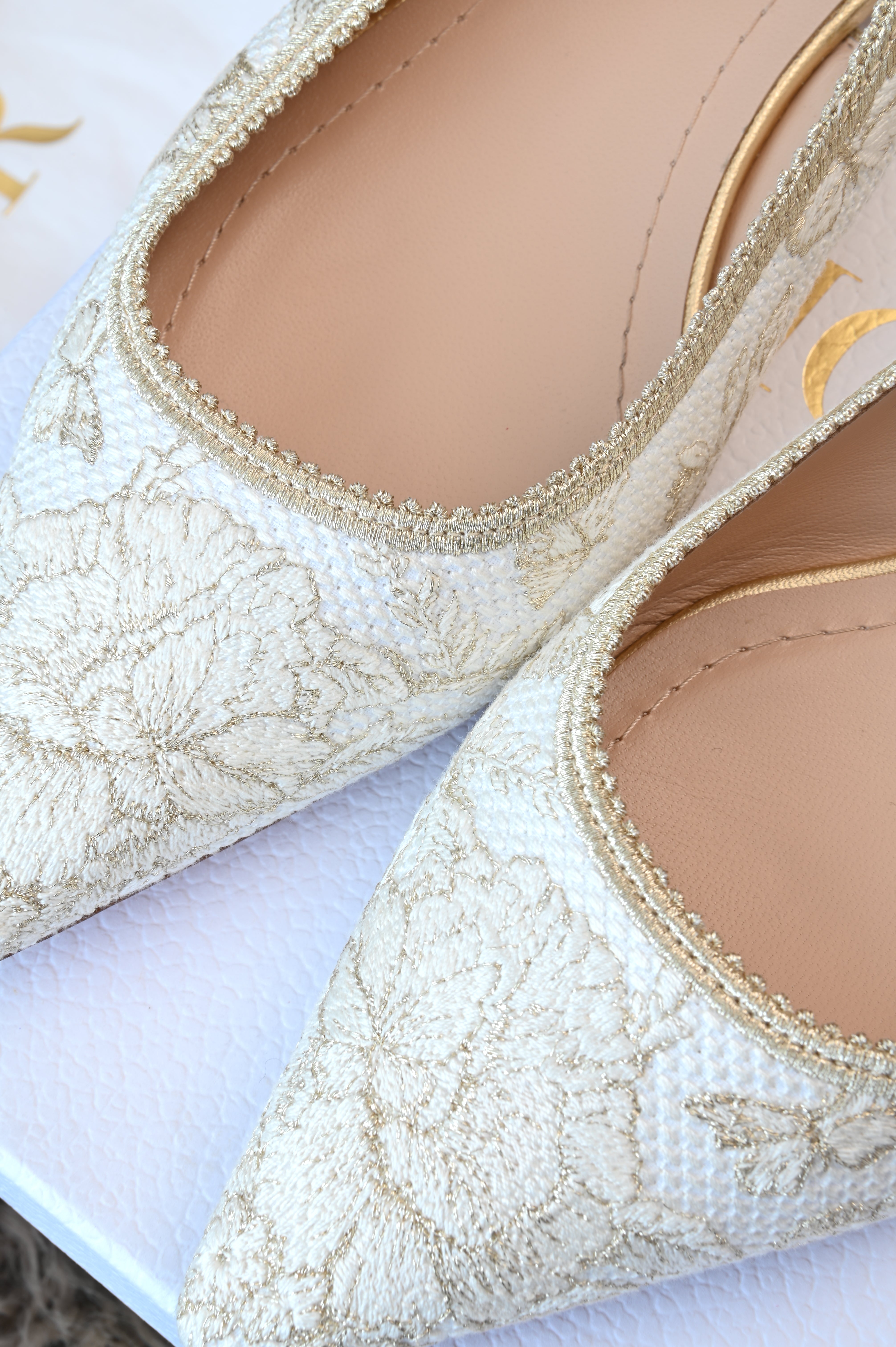 Christian Dior White Flower Pattern Flats