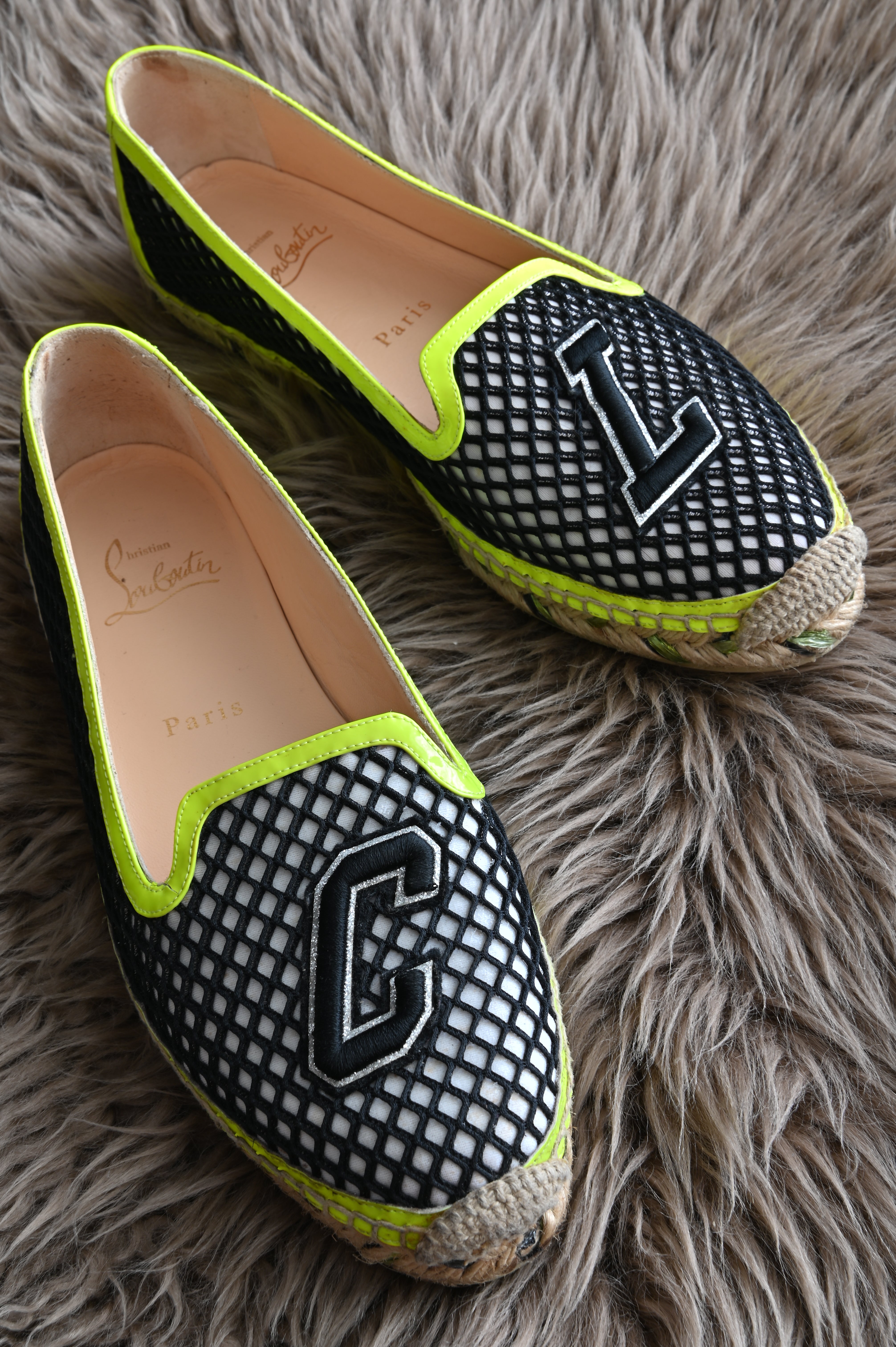 Christian Louboutin Espadrilles with Neon green lining