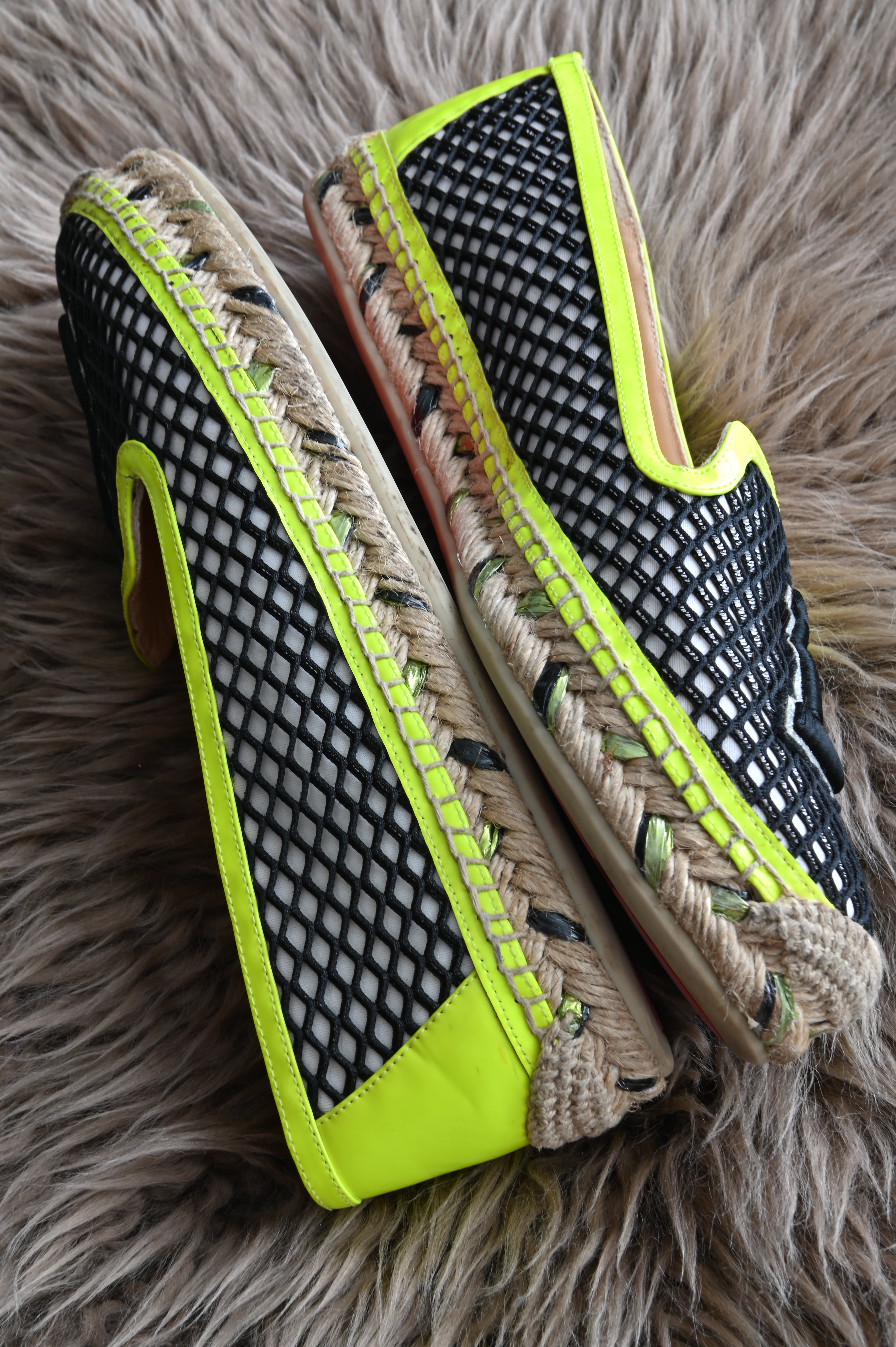 Christian Louboutin Espadrilles with Neon green lining