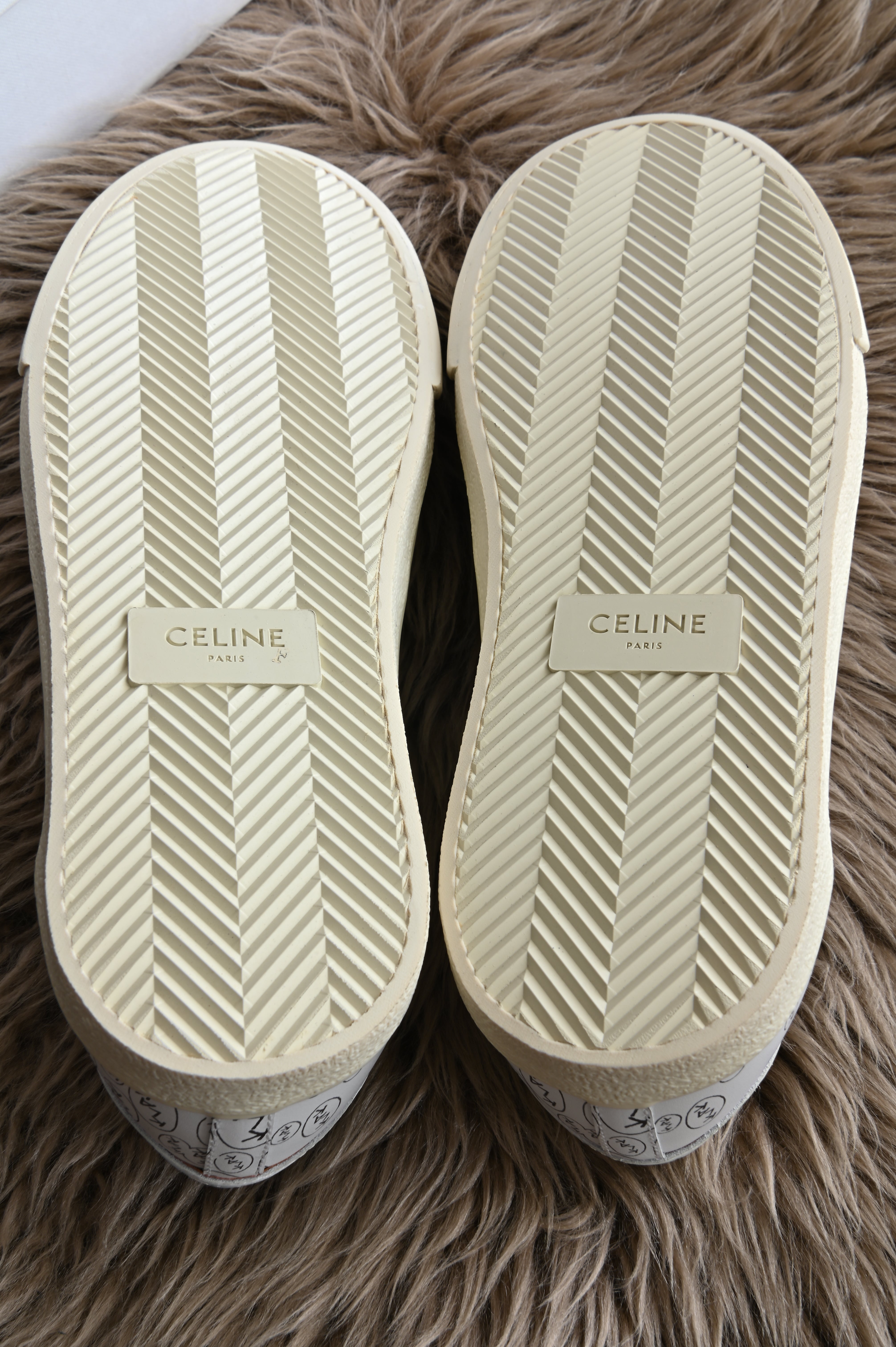 Celine leather printed sneakers in white