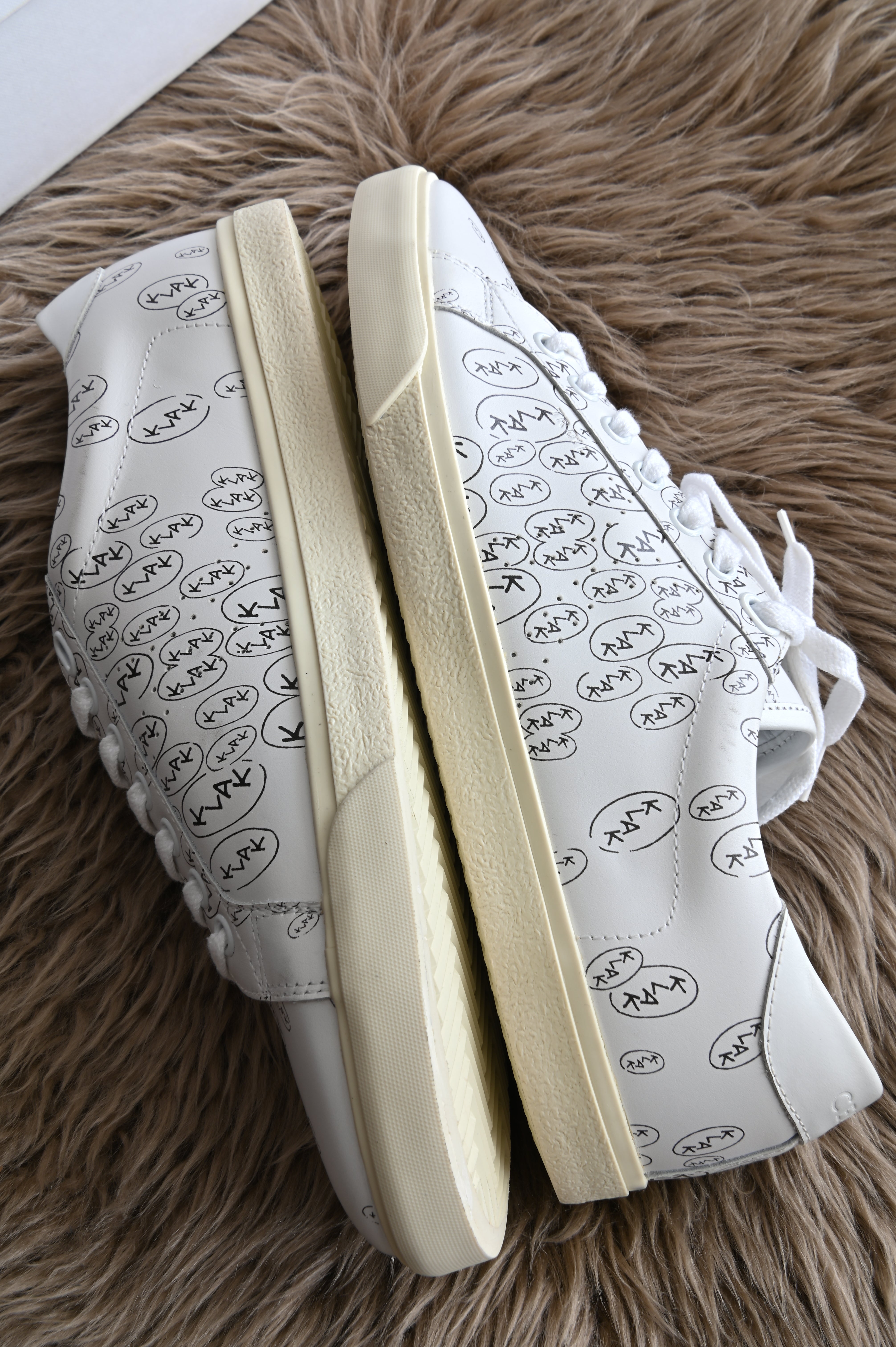 Celine leather printed sneakers in white