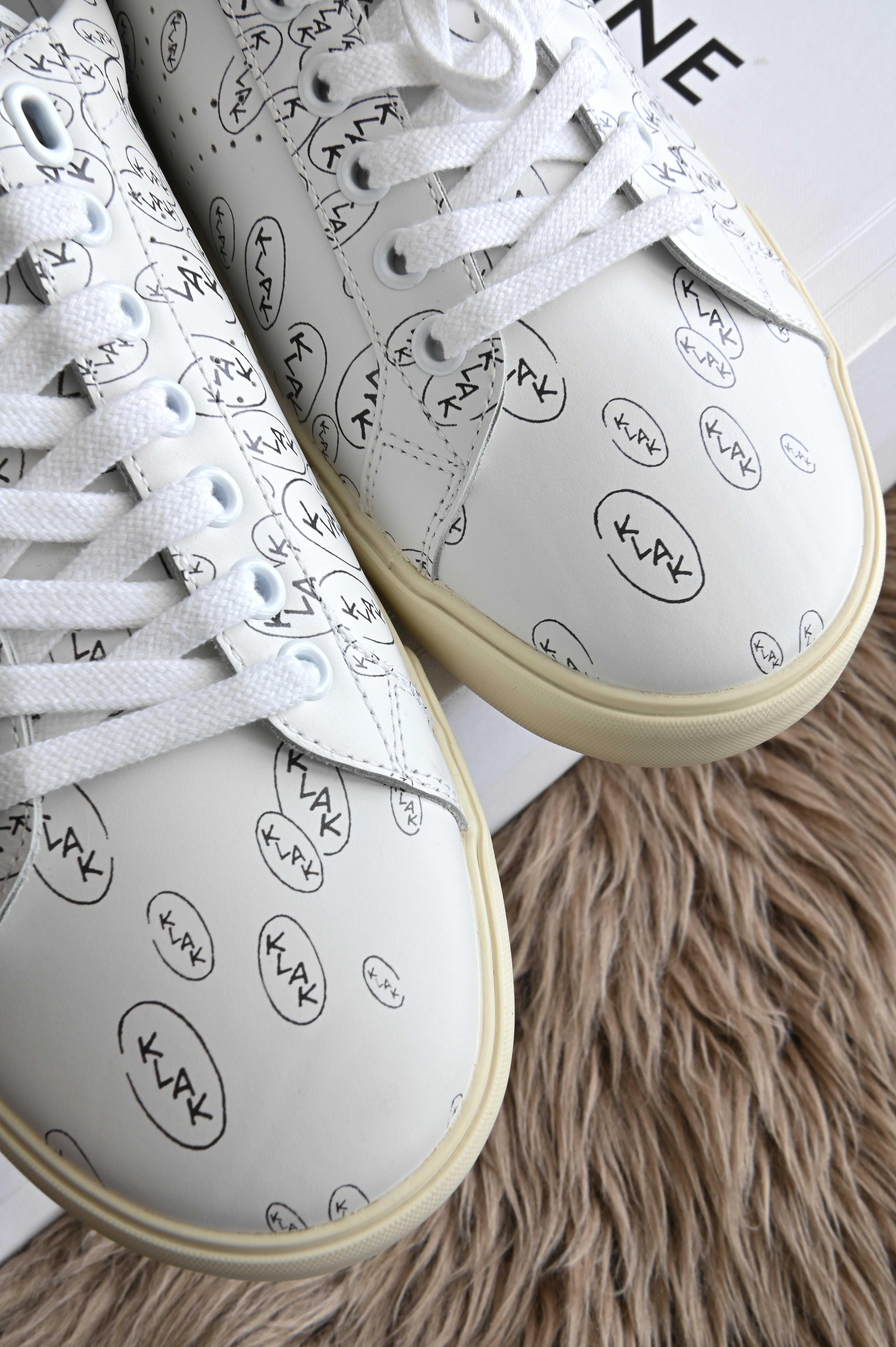 Celine leather printed sneakers in white