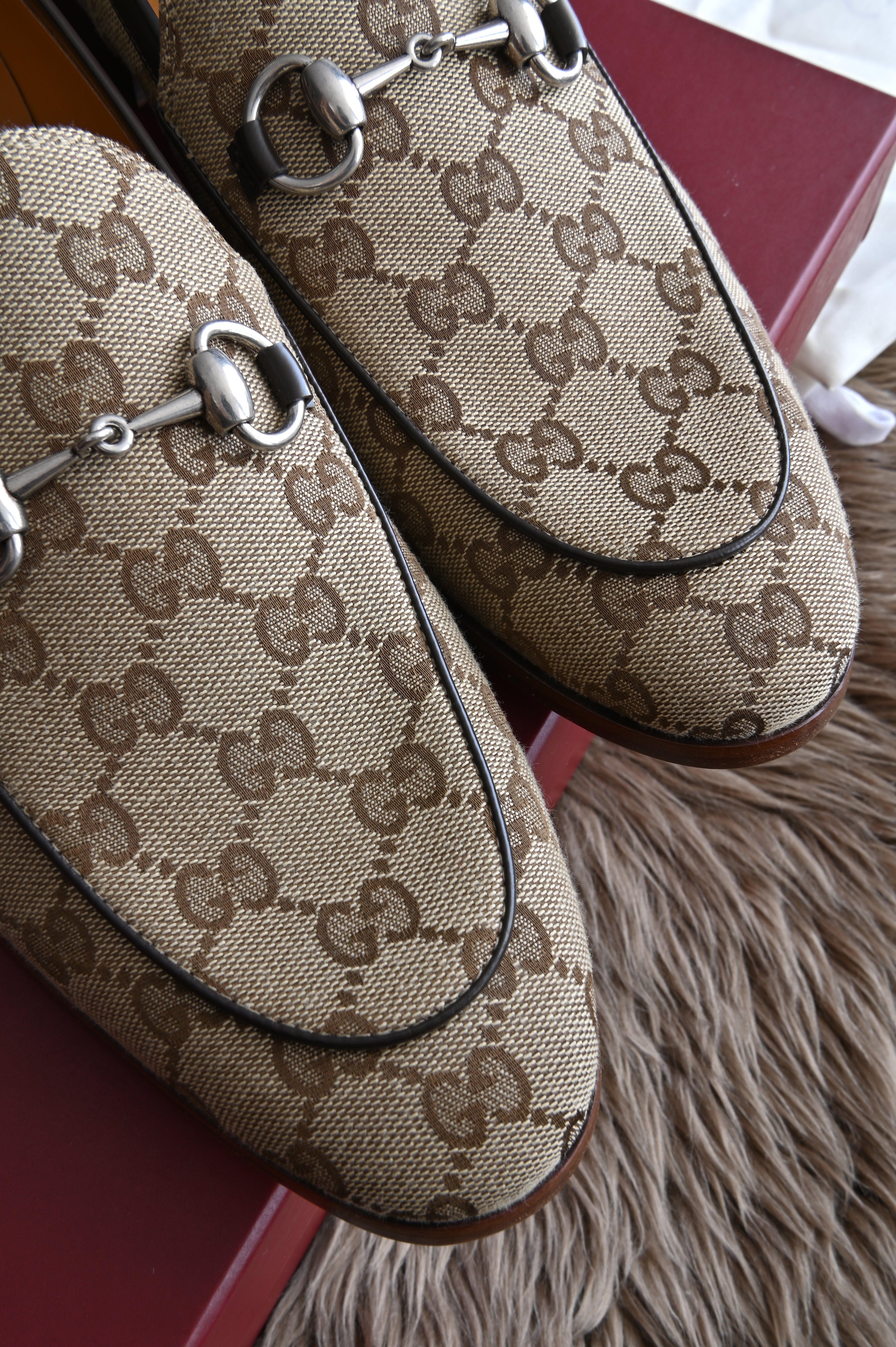 Gucci Jordaan horsebit-detailed leather-trimmed canvas-jacquard loafers for Men