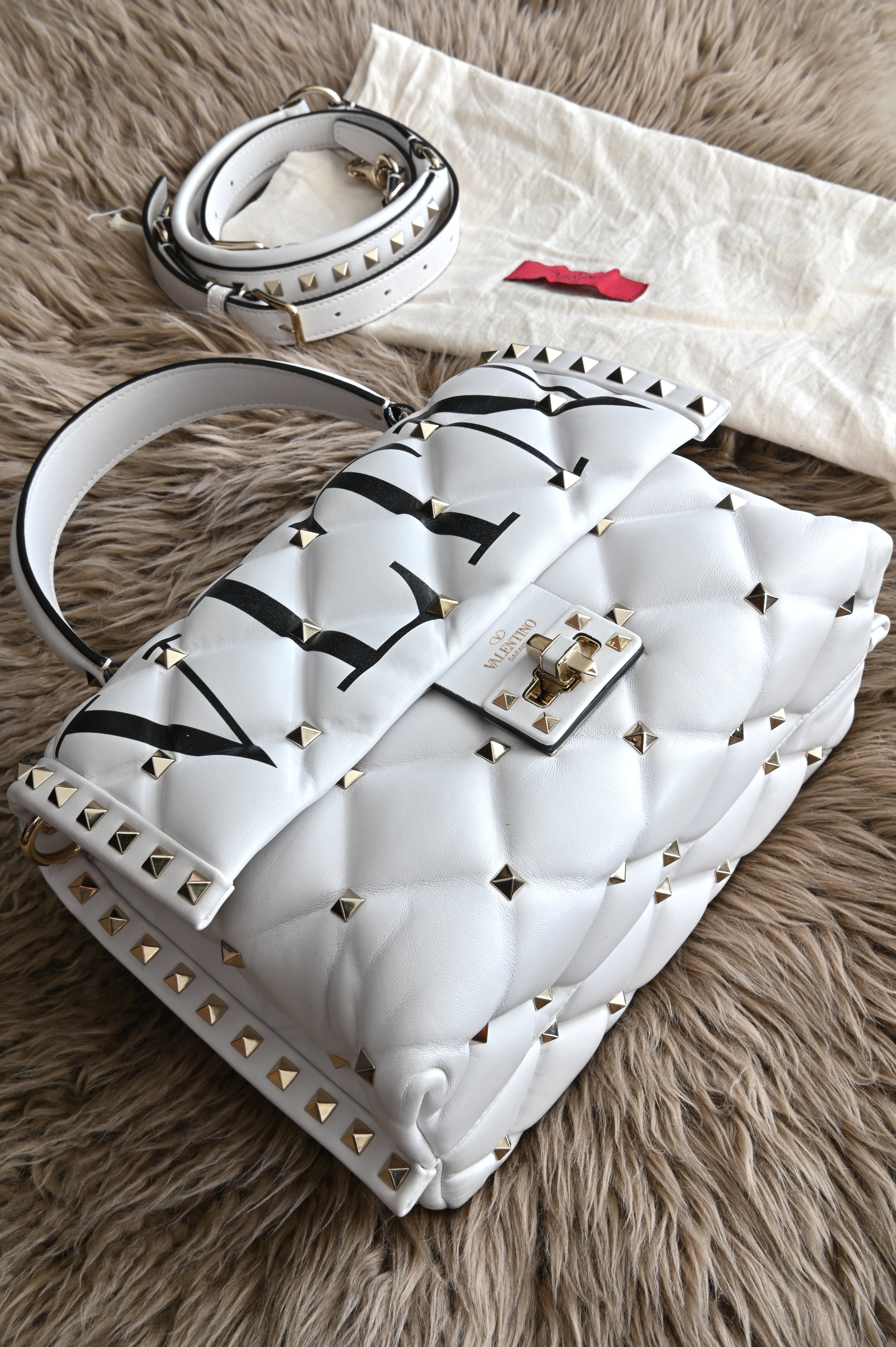 Valentino VLTN Candy rockstud bag in white Lambskin