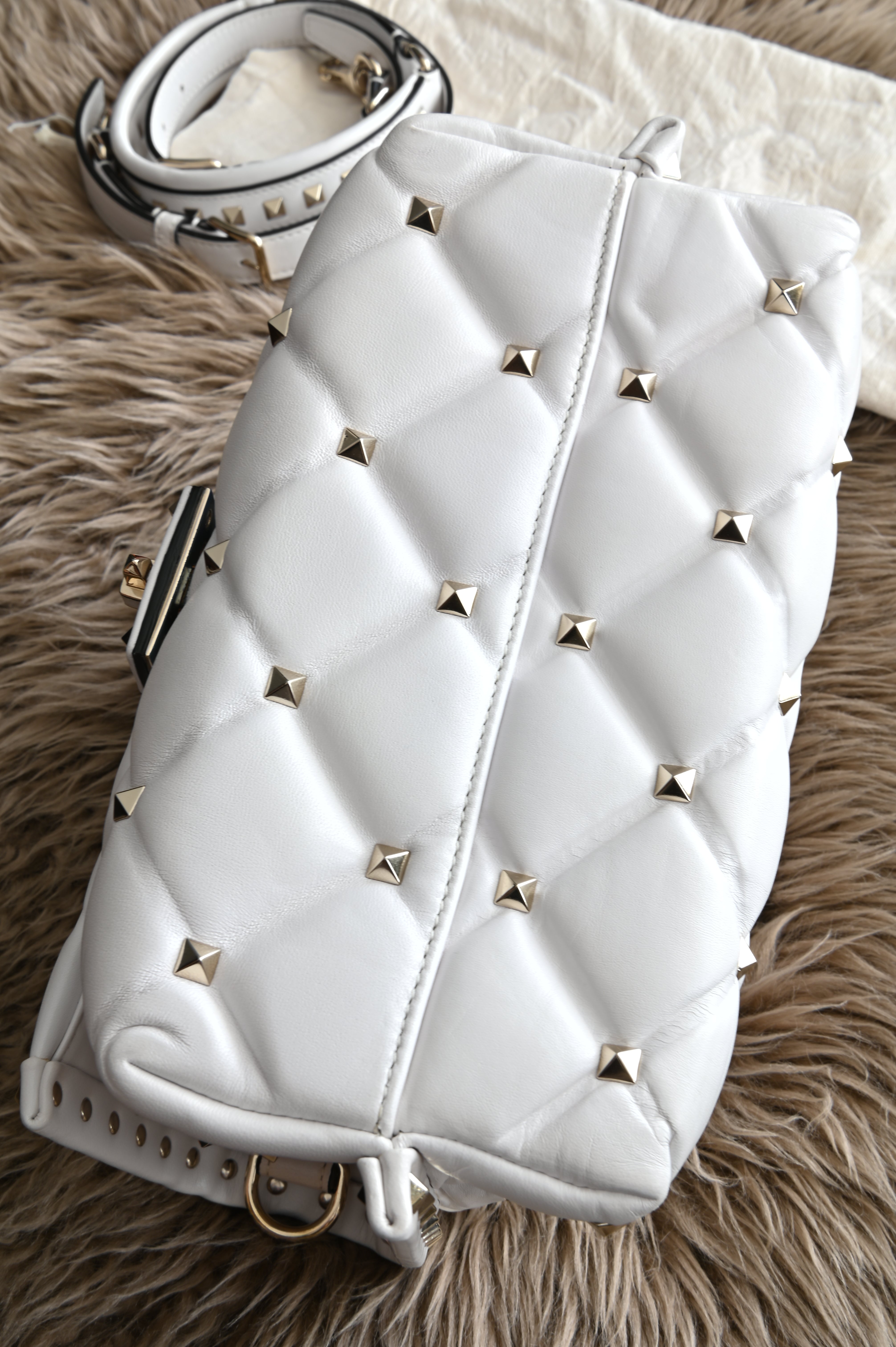 Valentino VLTN Candy rockstud bag in white Lambskin