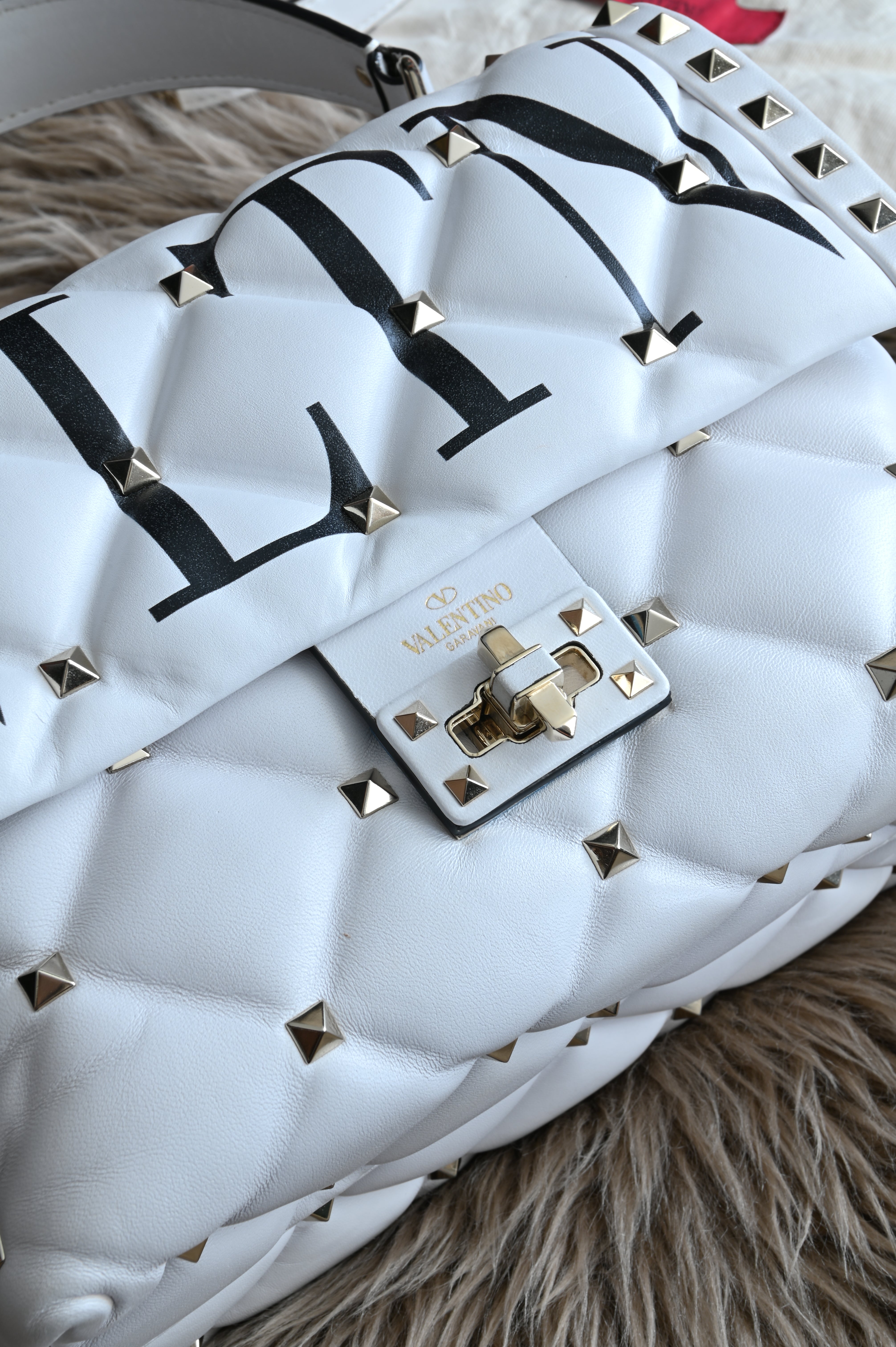 Valentino VLTN Candy rockstud bag in white Lambskin