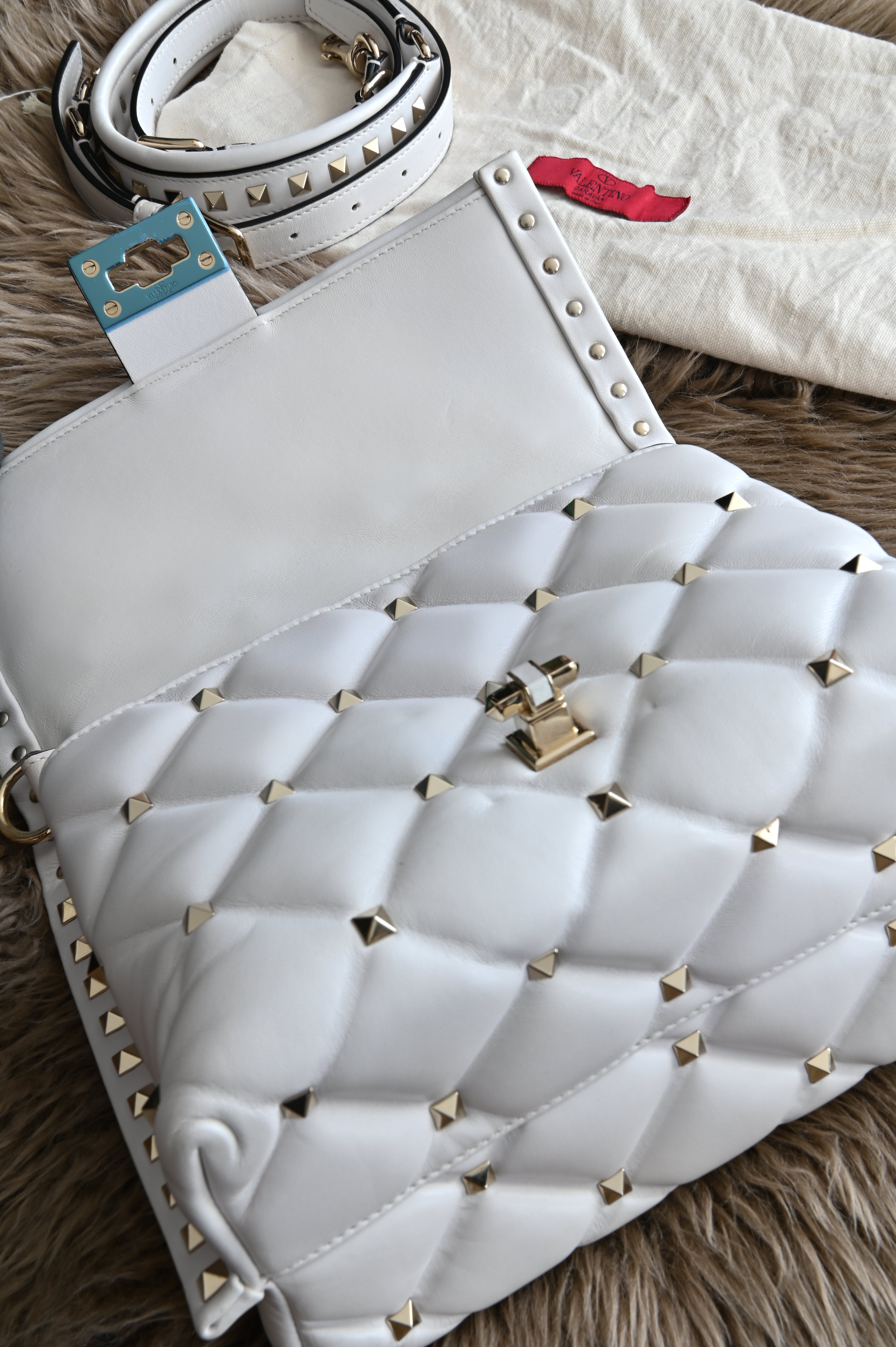 Valentino VLTN Candy rockstud bag in white Lambskin