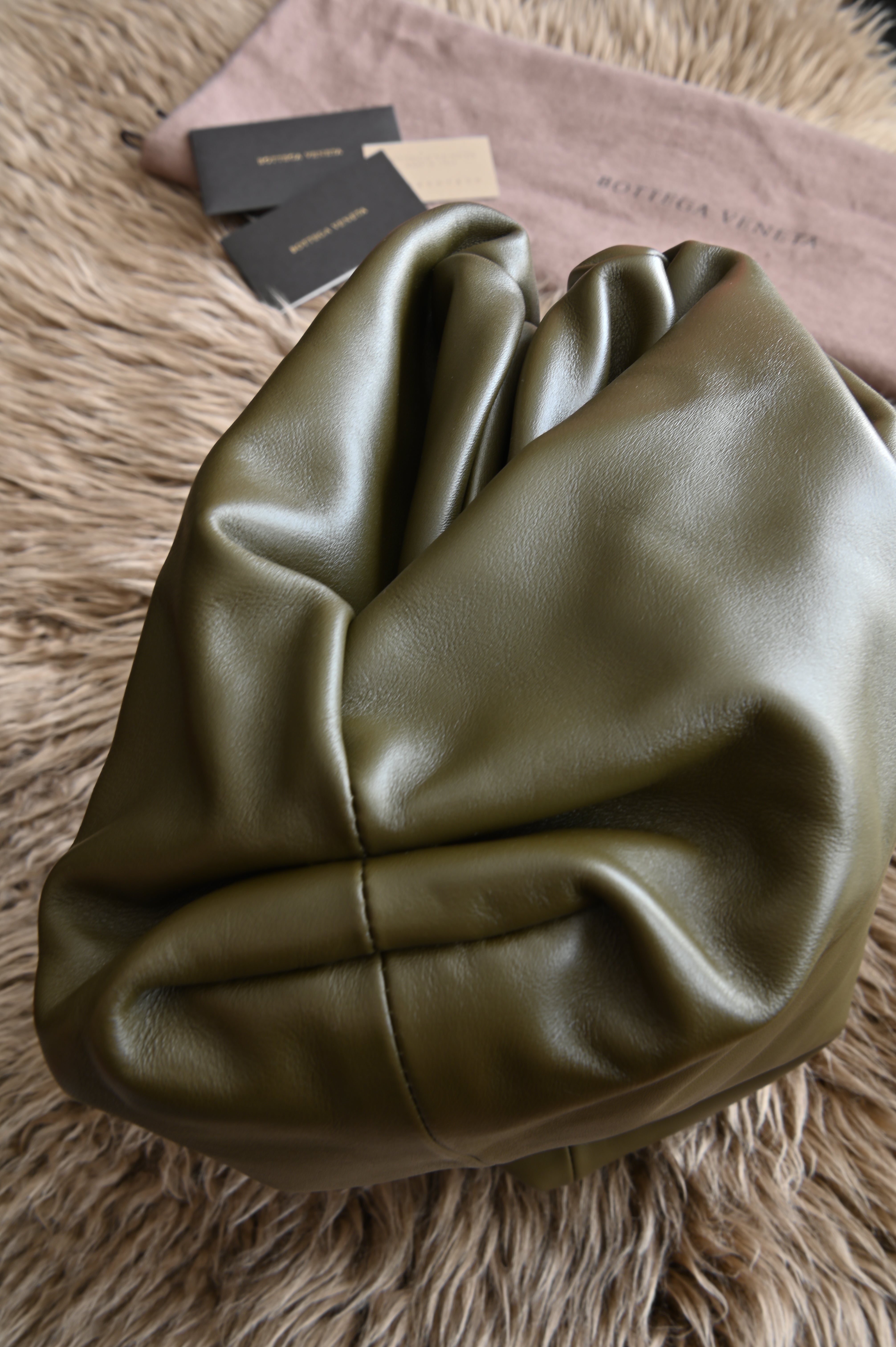 Bottega Veneta Teen Pouch clutch bag in Olive Green