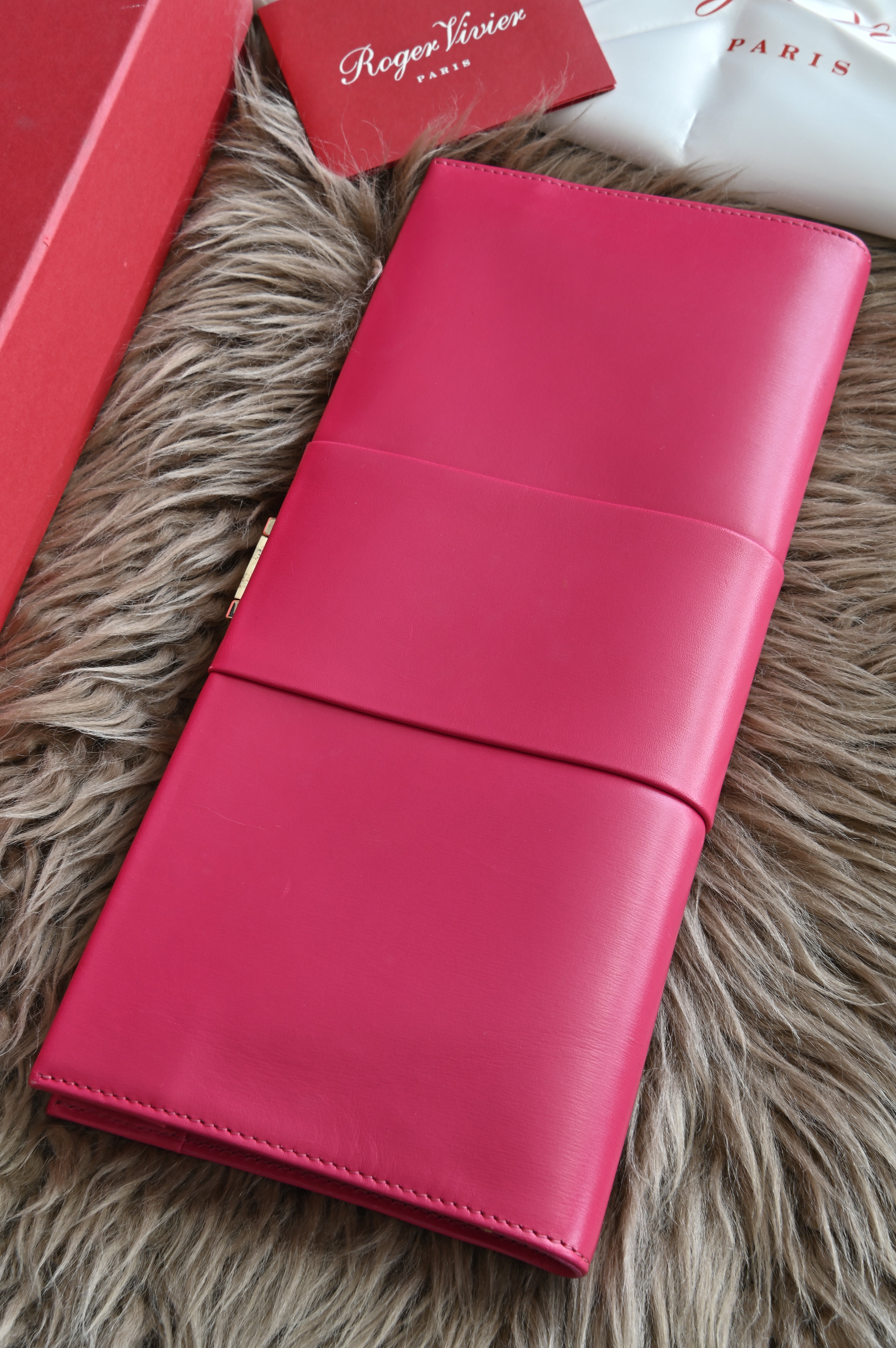 Roger Vivier Large Clutch bag in pink calfskin