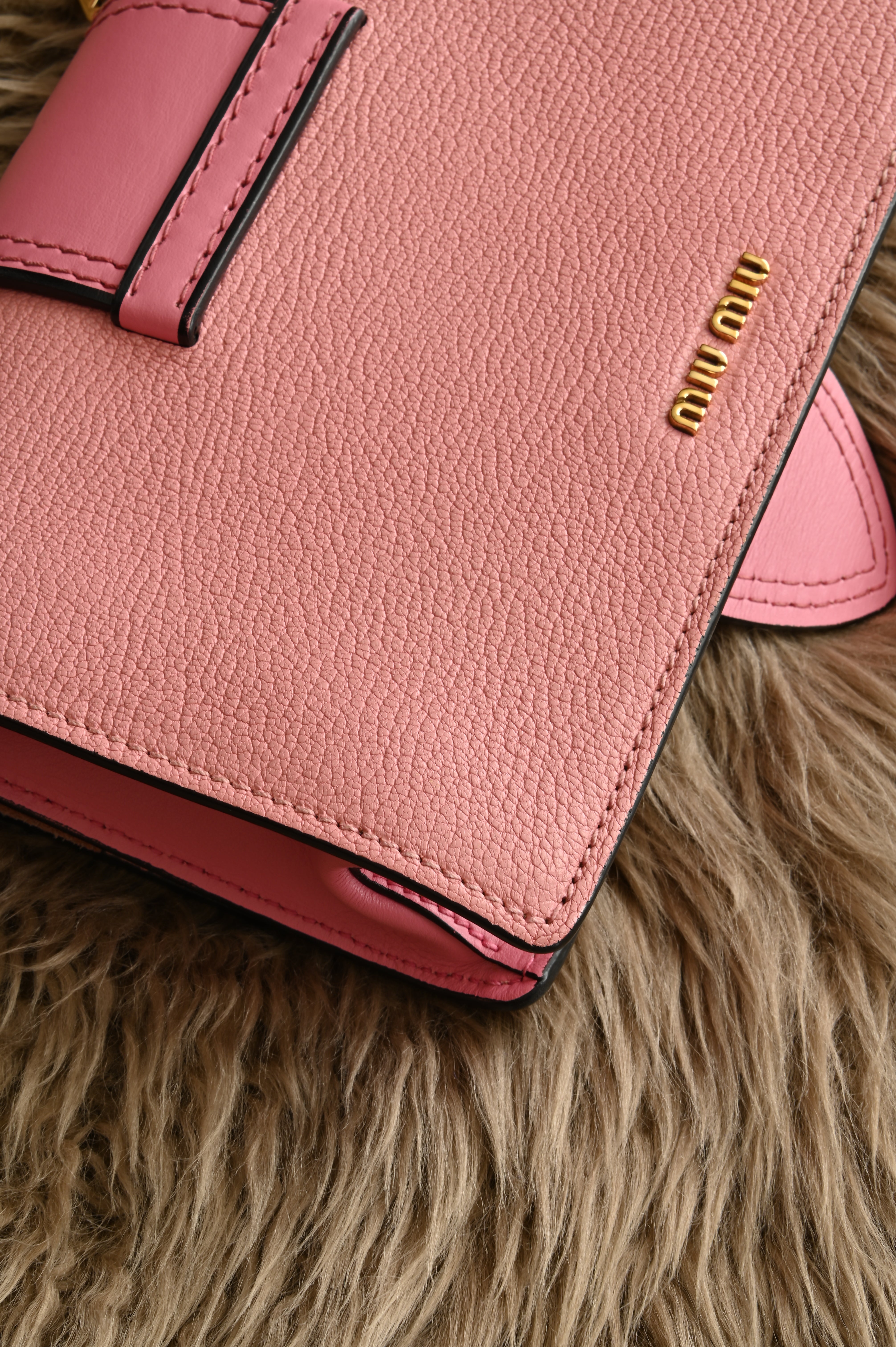 Miu Miu Pink Crystal Embellished Madras Shoulder Bag
