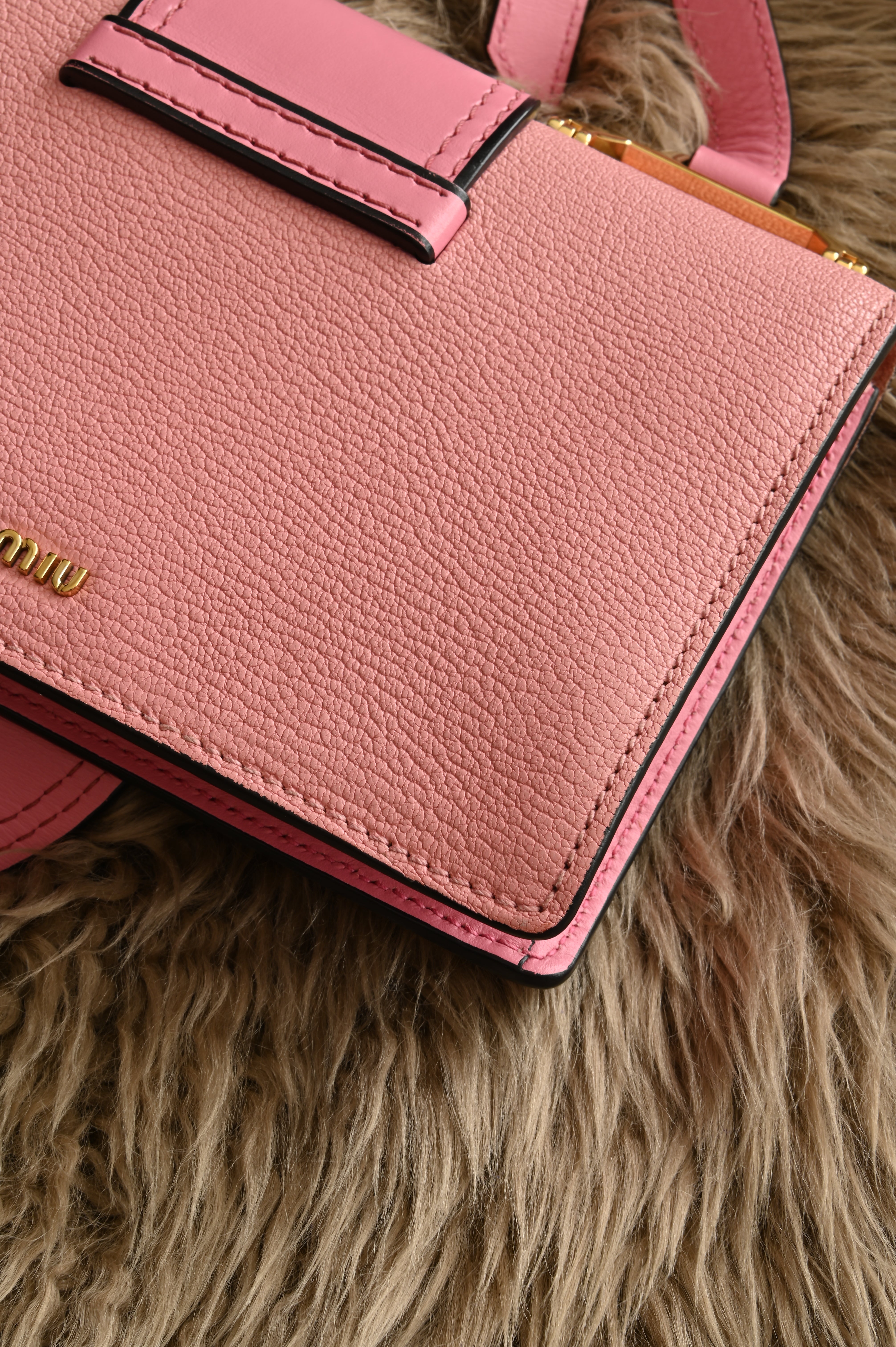Miu Miu Pink Crystal Embellished Madras Shoulder Bag