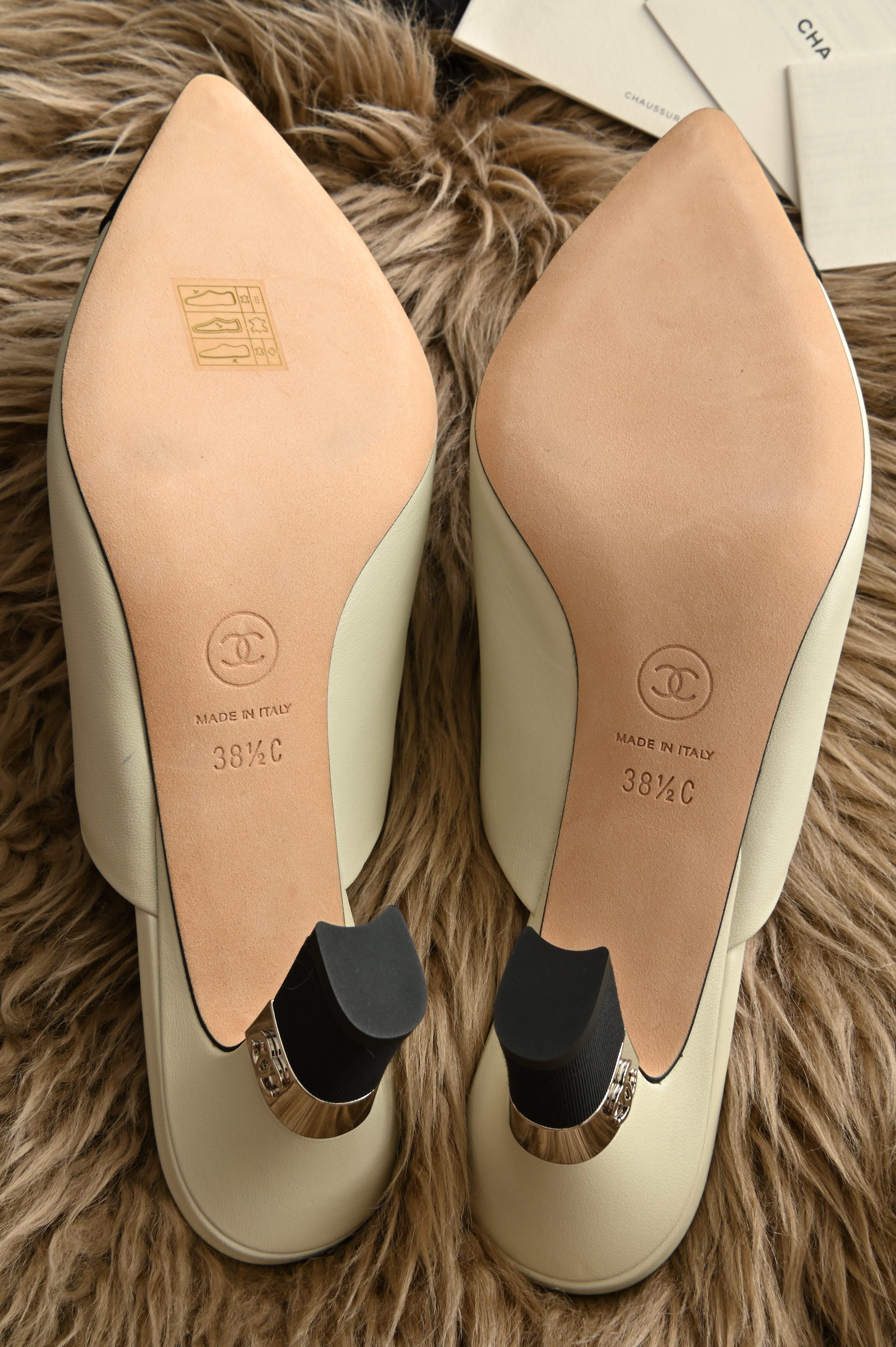 Chanel Heels Black White Mules