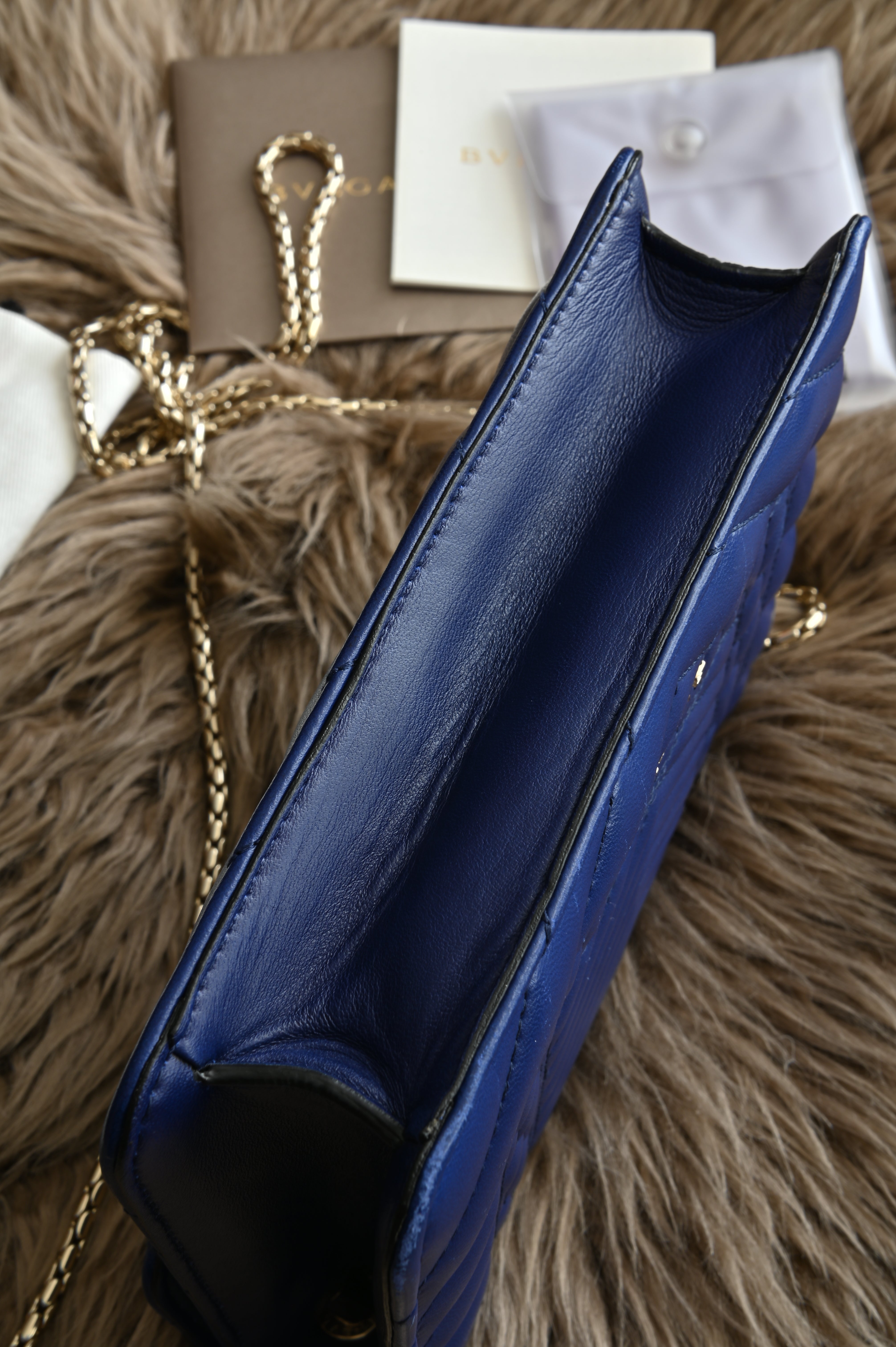 Bvlgari Small Quilted Scaglie Serpenti Forever Shoulder Bag in Blue