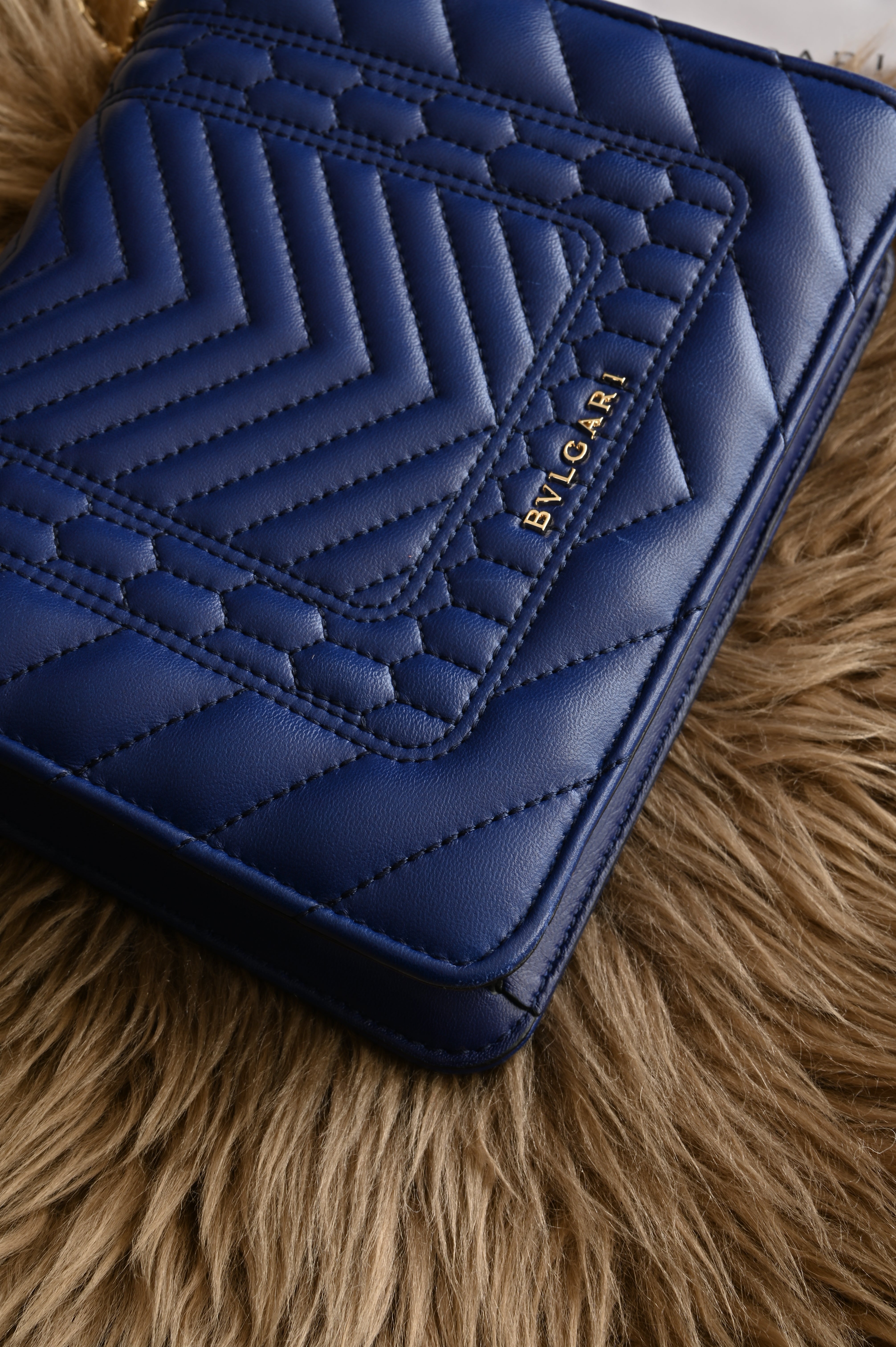 Bvlgari Small Quilted Scaglie Serpenti Forever Shoulder Bag in Blue