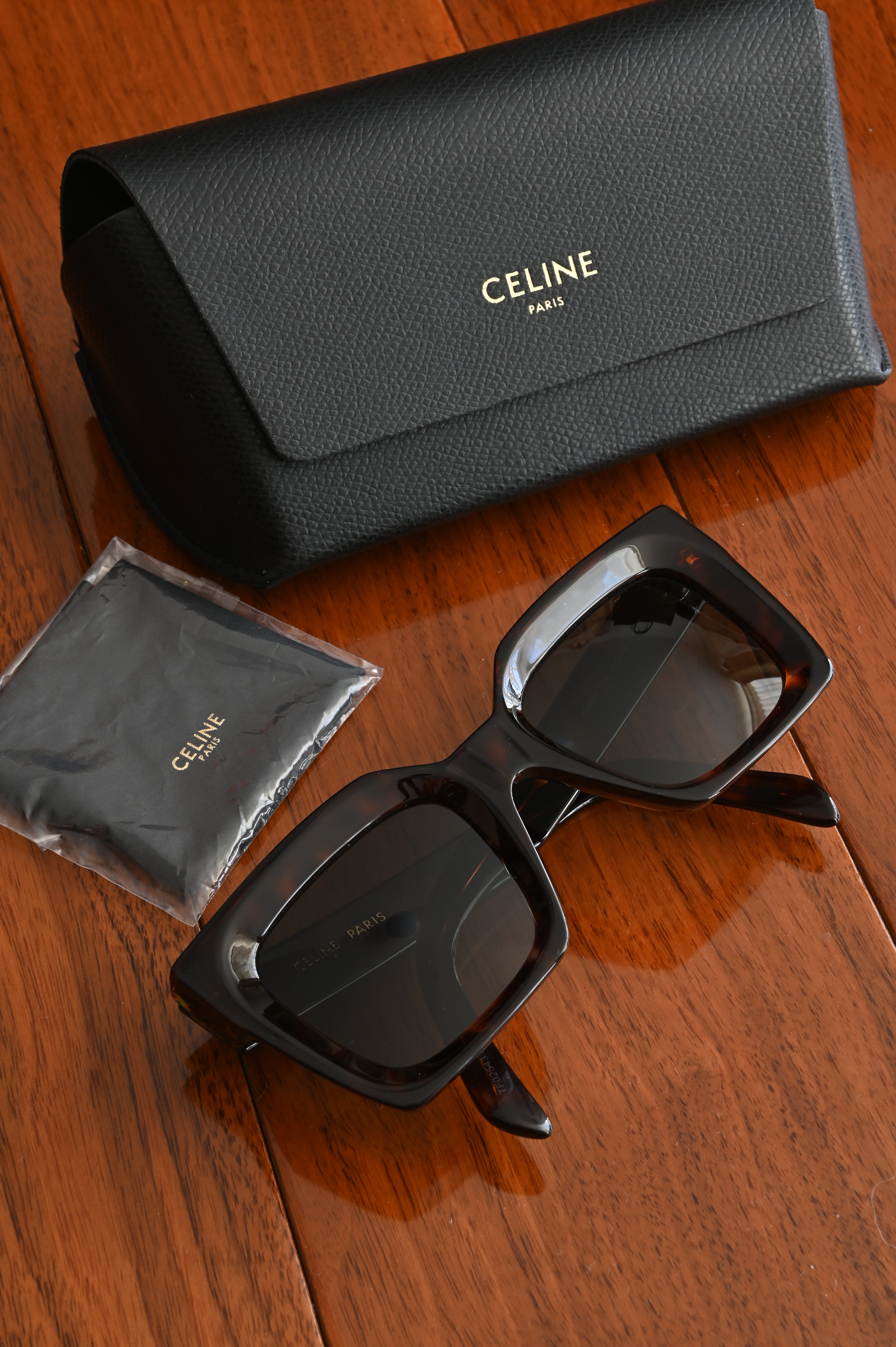 Celine Squared frame Burgundy brown Sunglasses