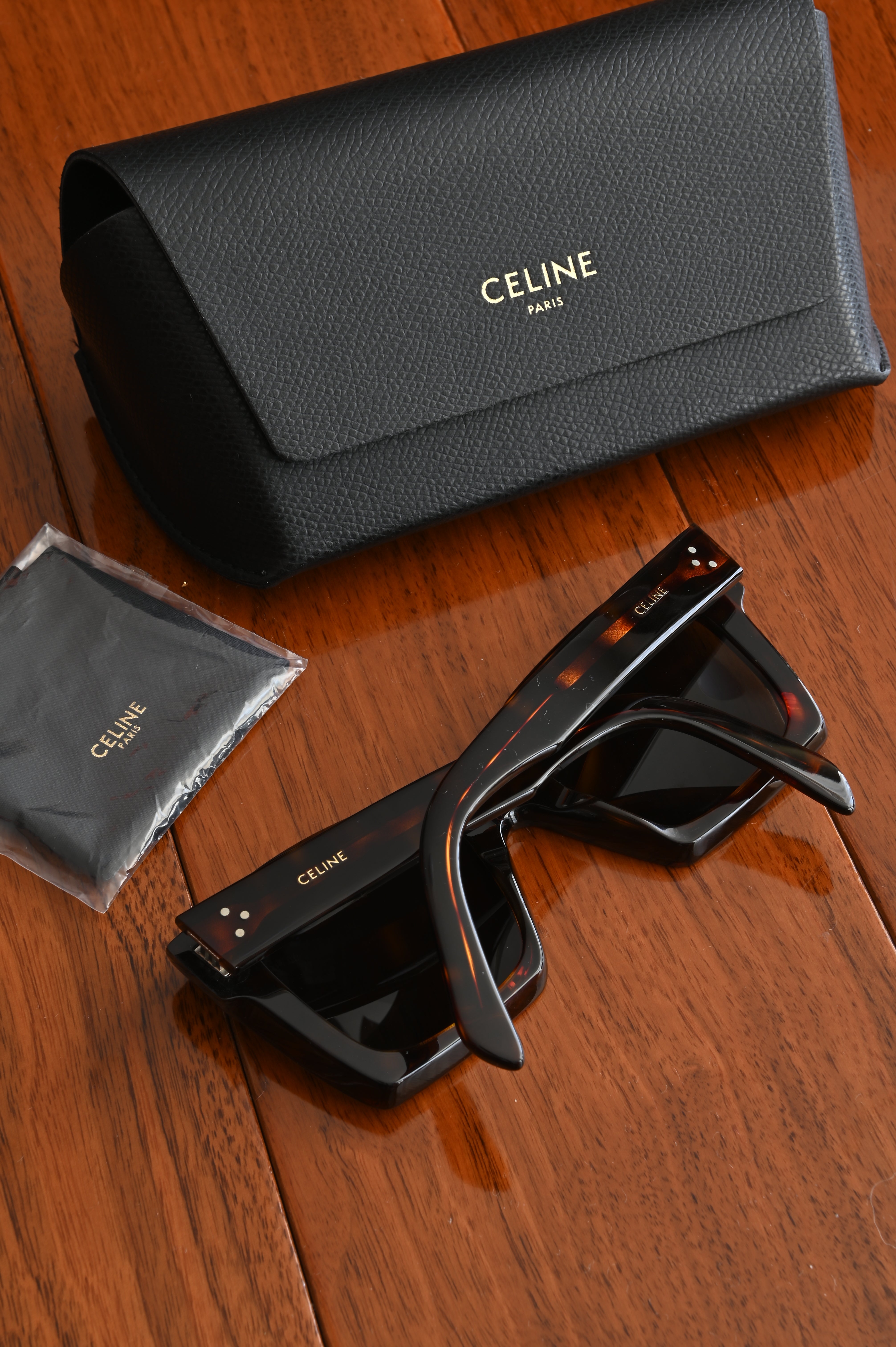 Celine Squared frame Burgundy brown Sunglasses