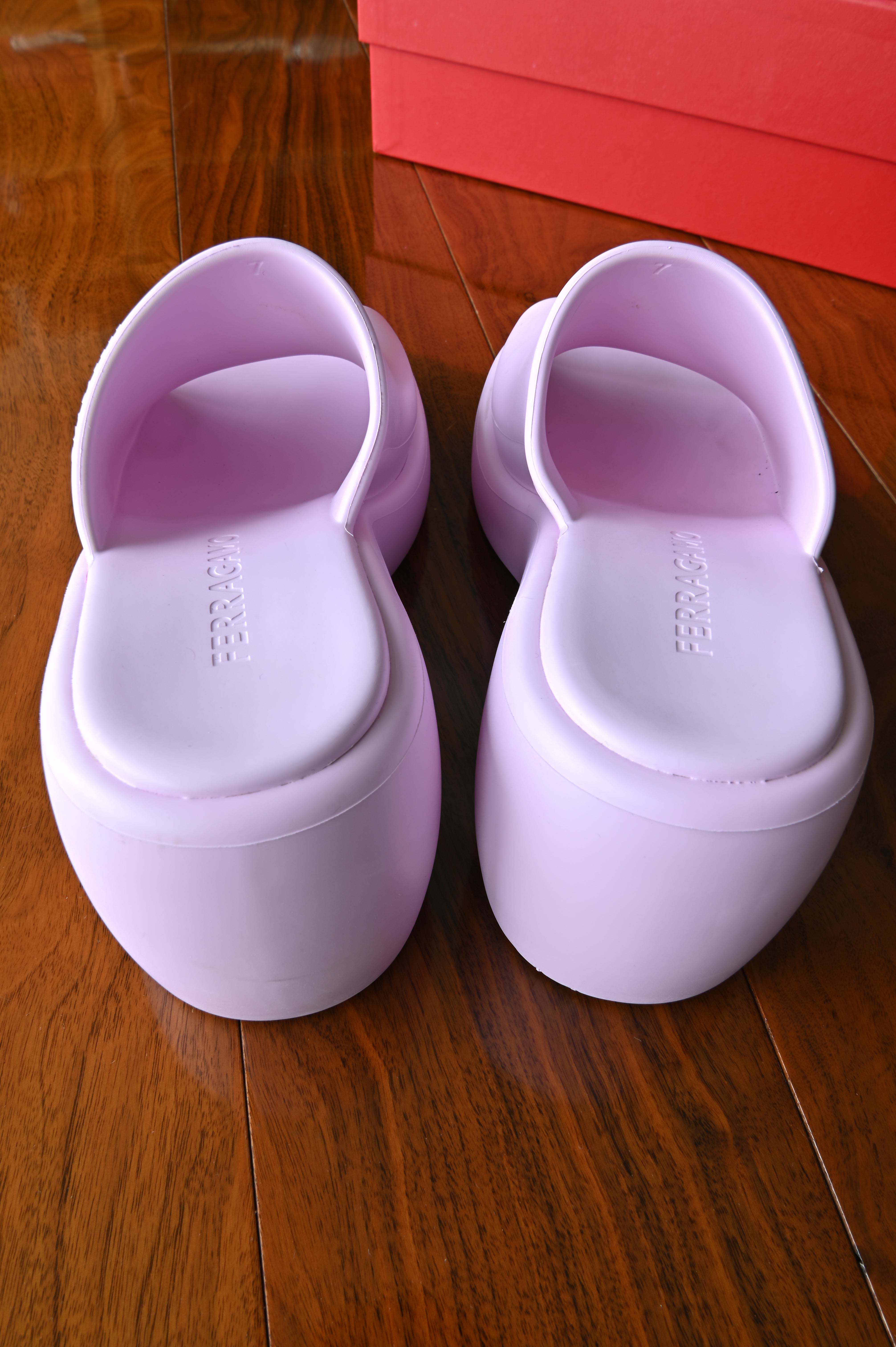 Ferragamo Deva Platform Mules in Bubblegum Pink