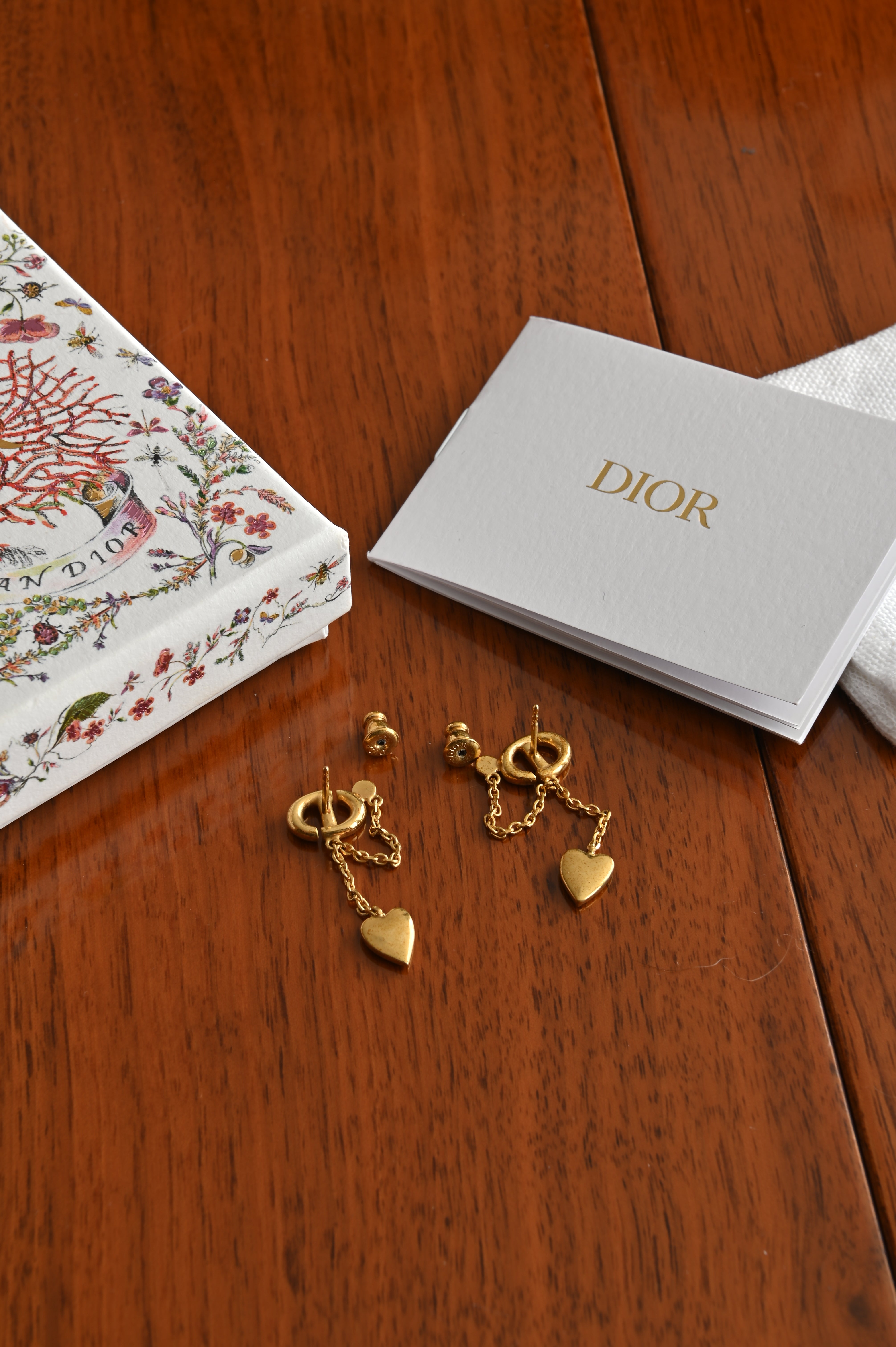 Christian Dior Dangling Heart Earrings