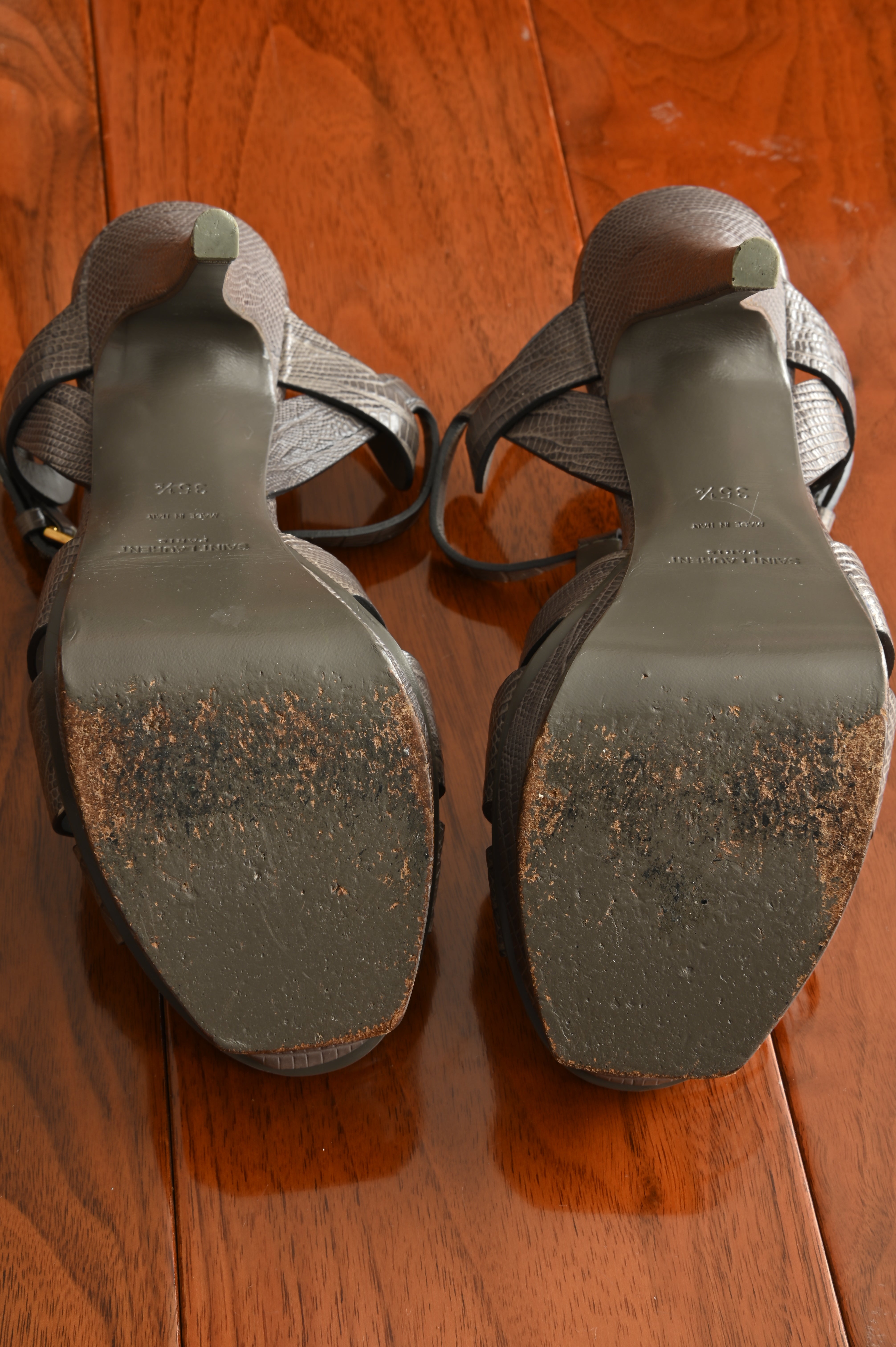 Saint Laurent Tribute Grey Lizard embossed High Heels