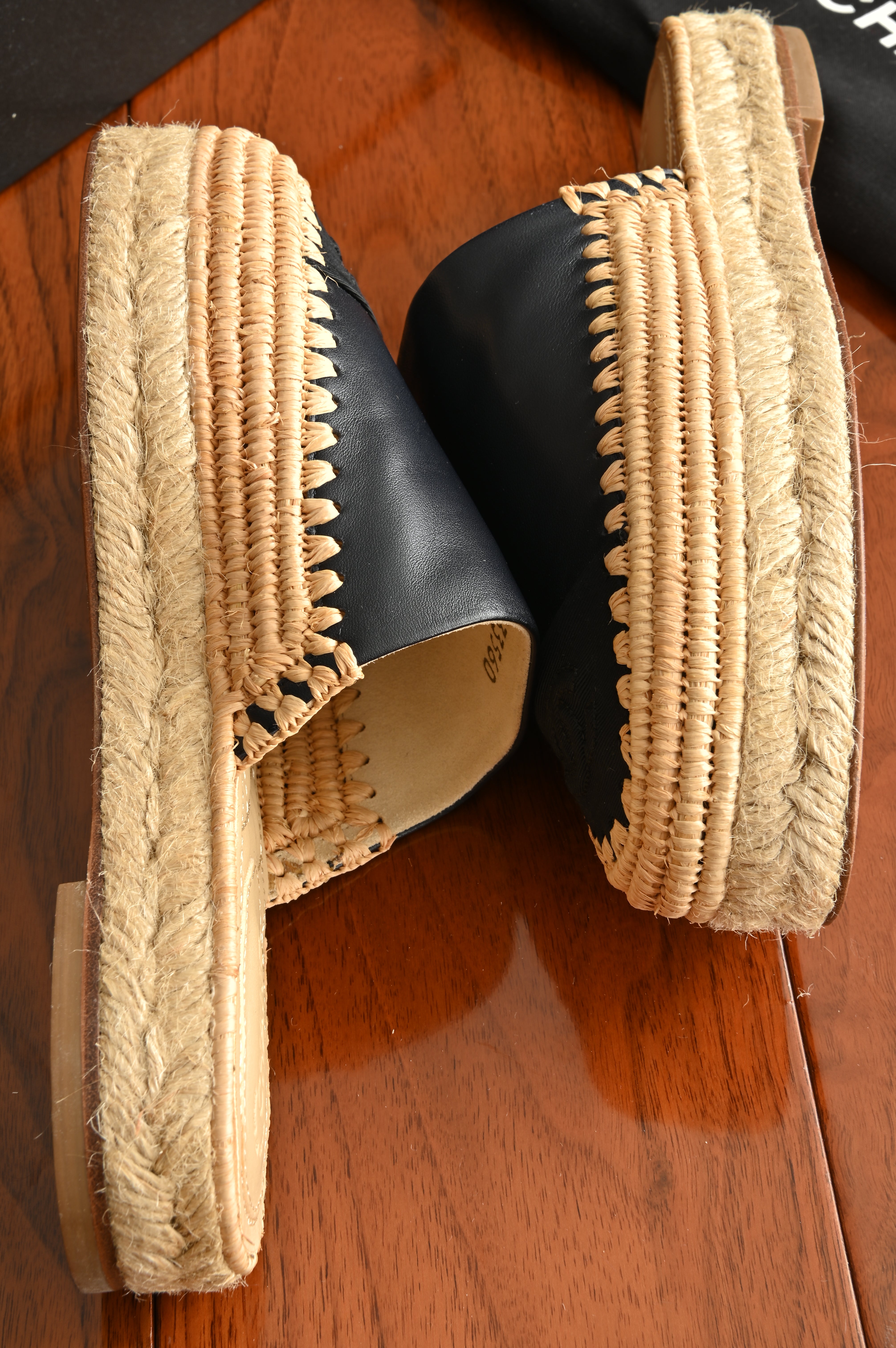 Chanel Black CC Espadrille Mules