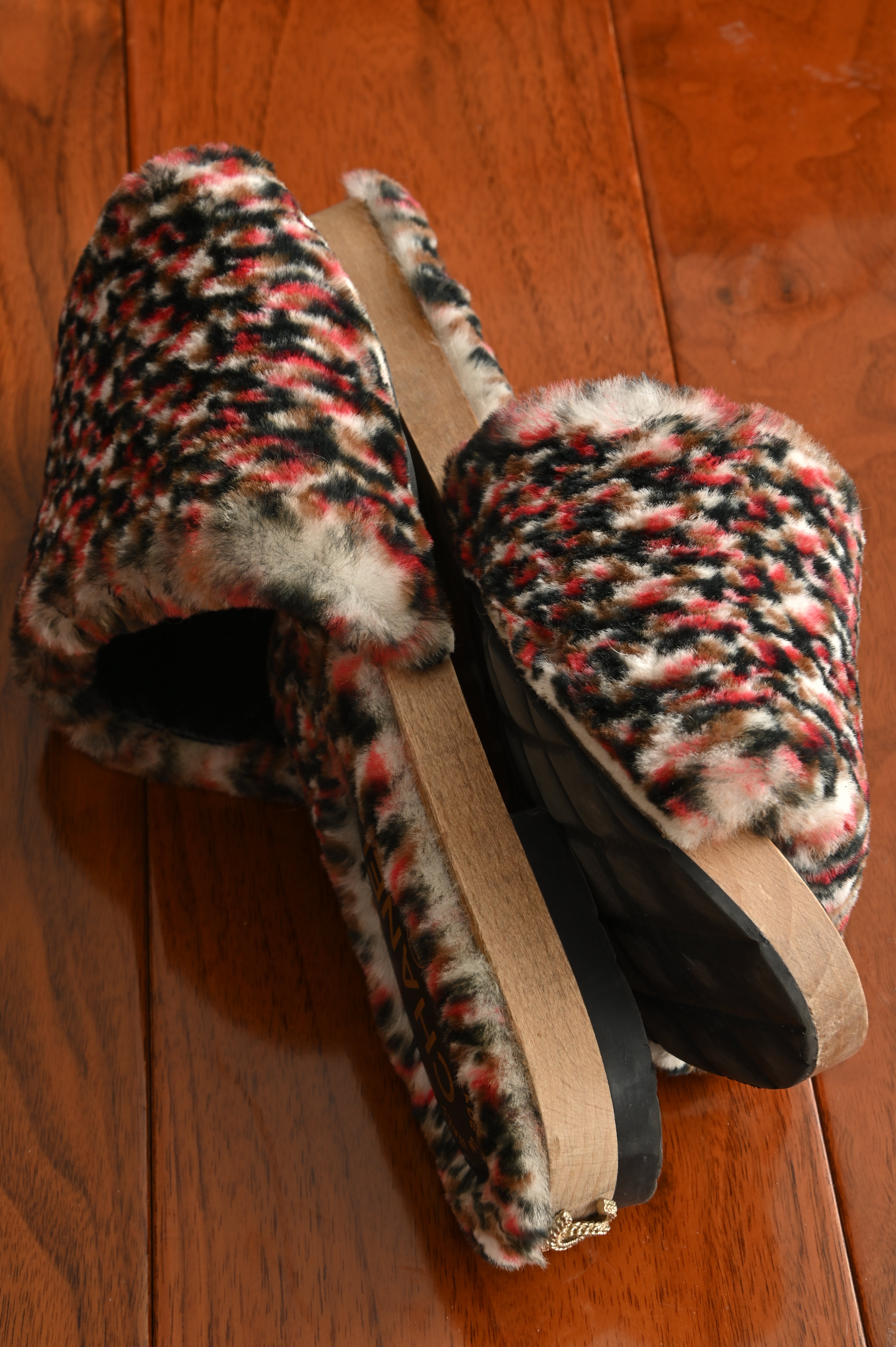 Chanel Orylag Fur and Lambskin Tweed print Mules