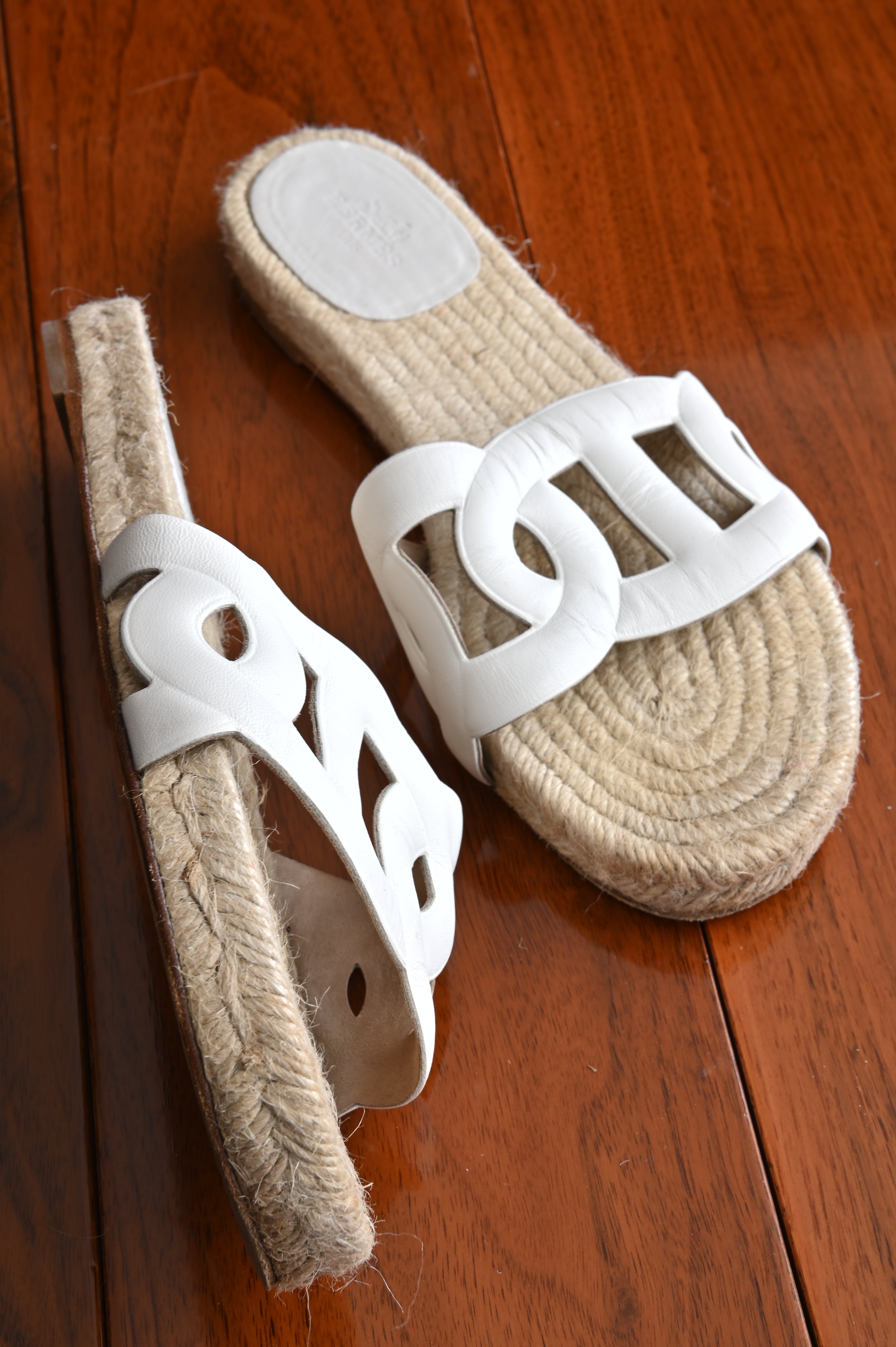 Hermes Famosa Espadrille Sandals in White Calf