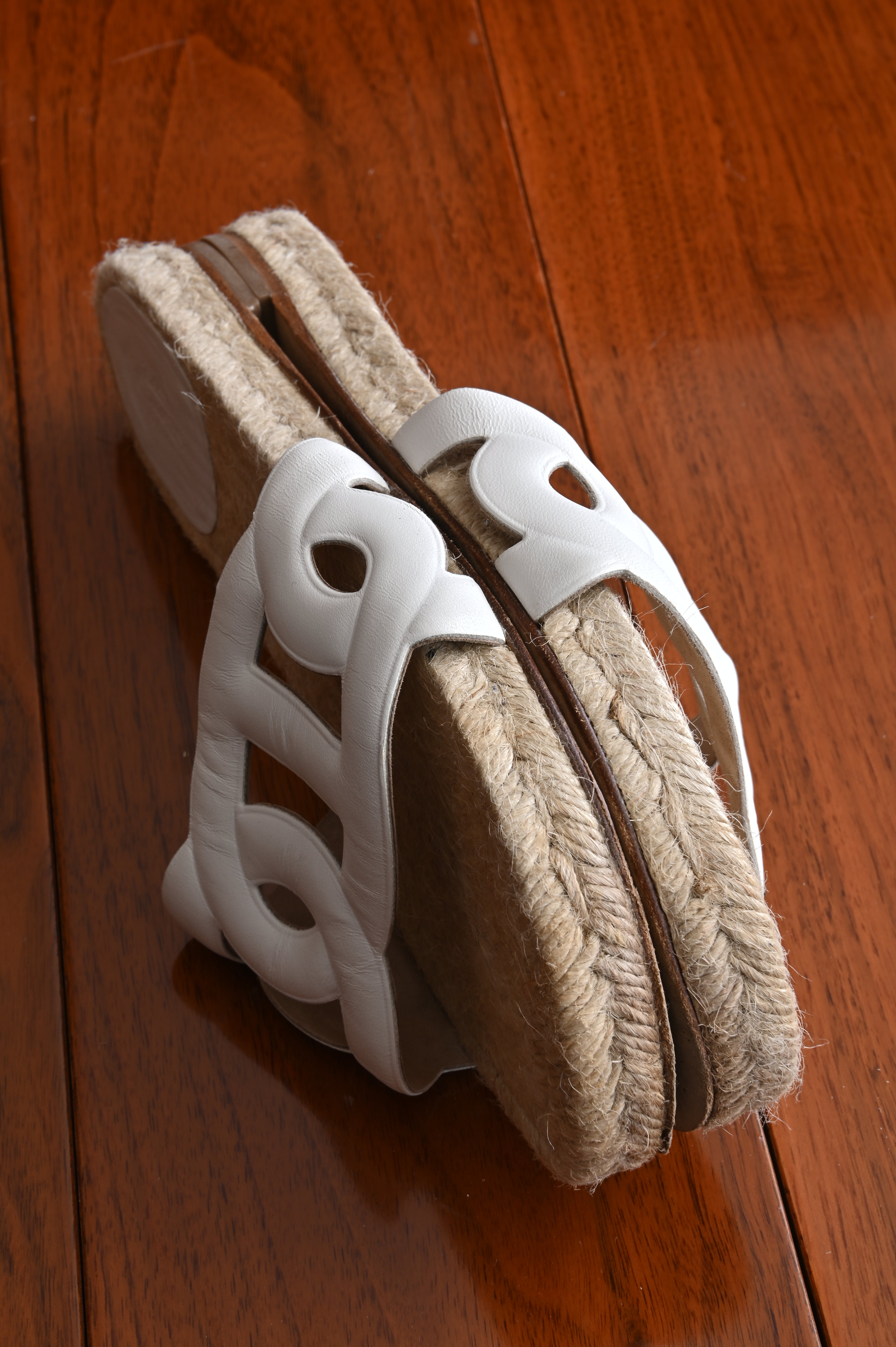 Hermes Famosa Espadrille Sandals in White Calf