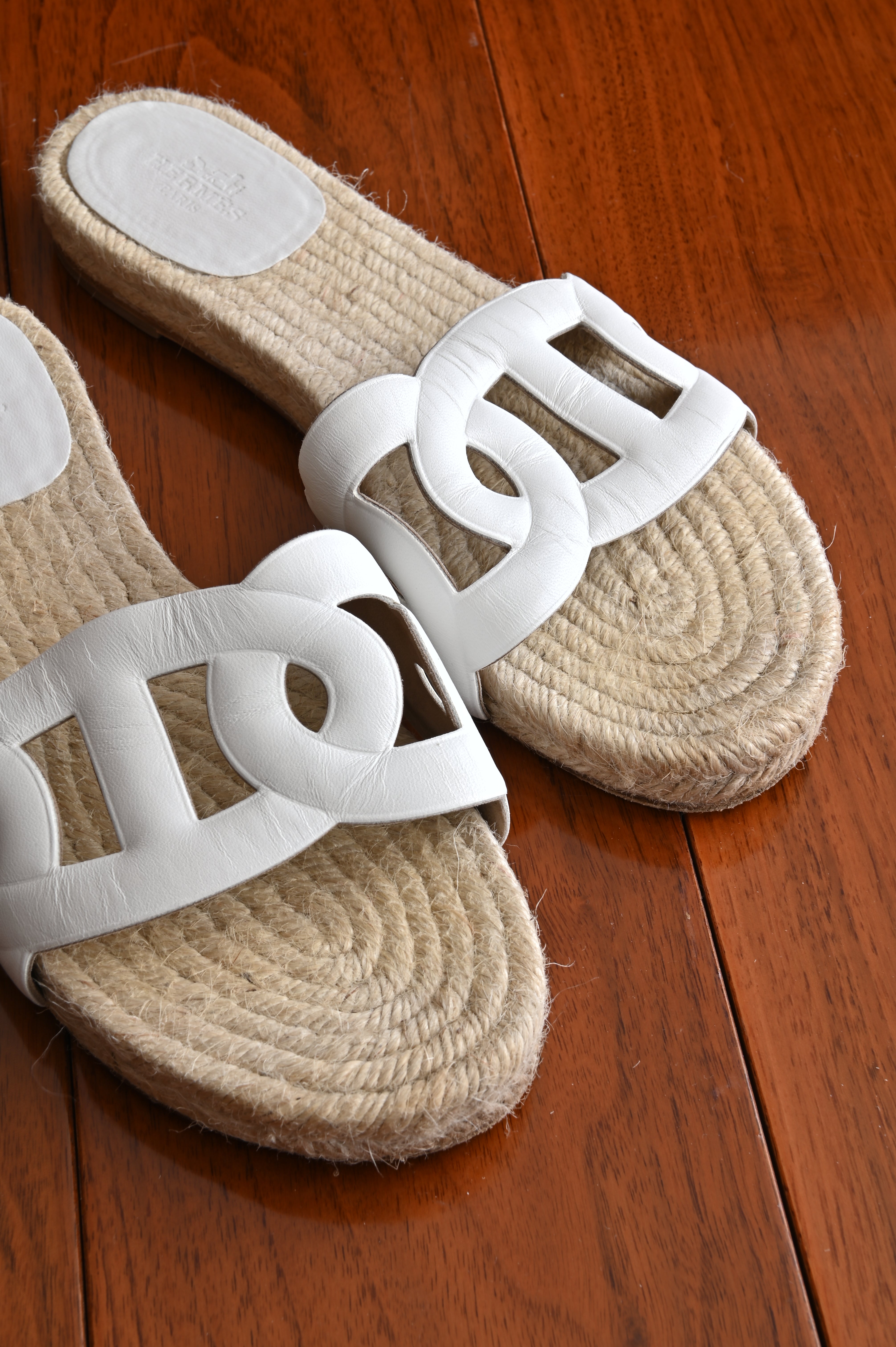 Hermes Famosa Espadrille Sandals in White Calf