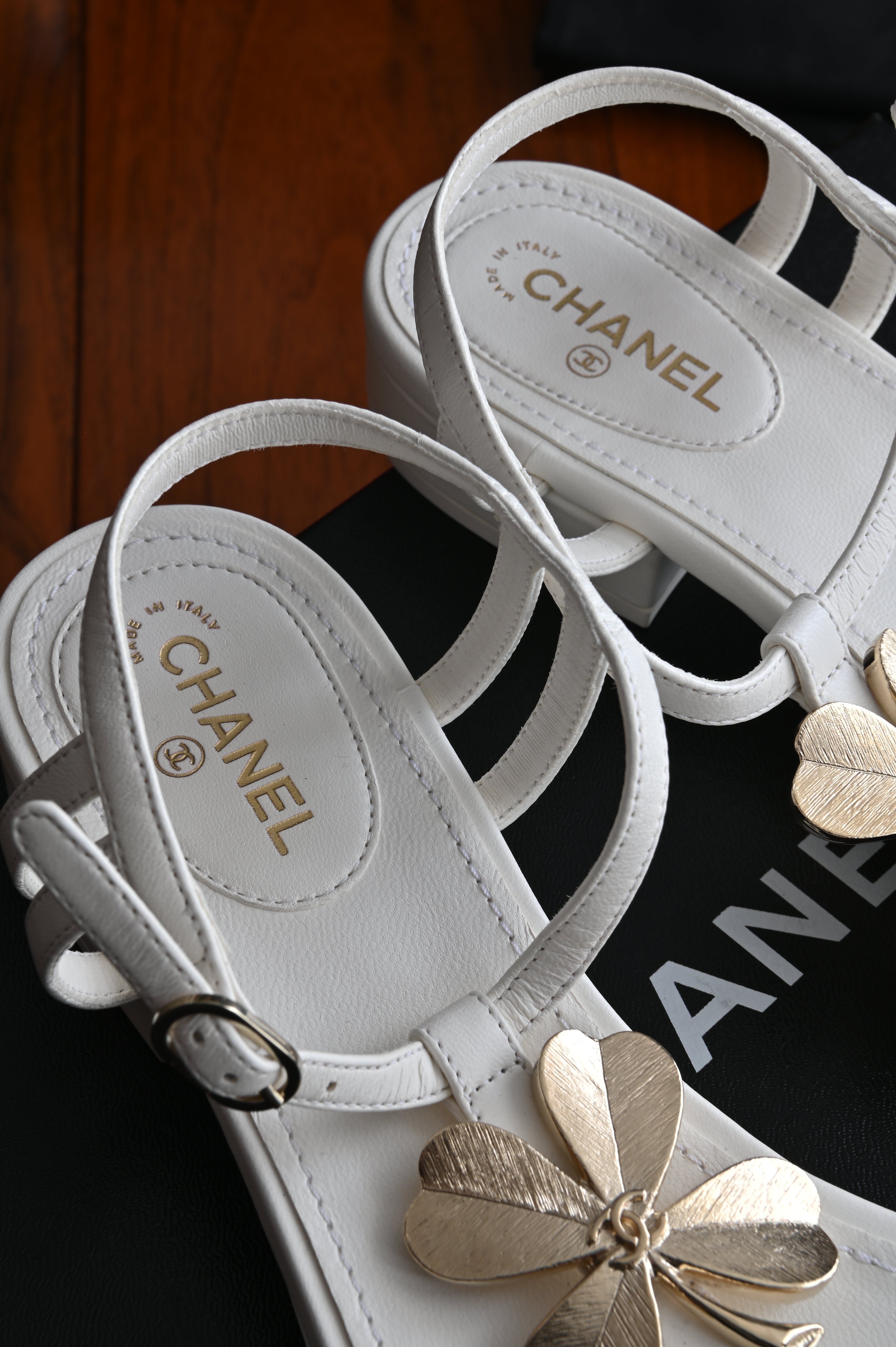 Chanel White Thong Sandals