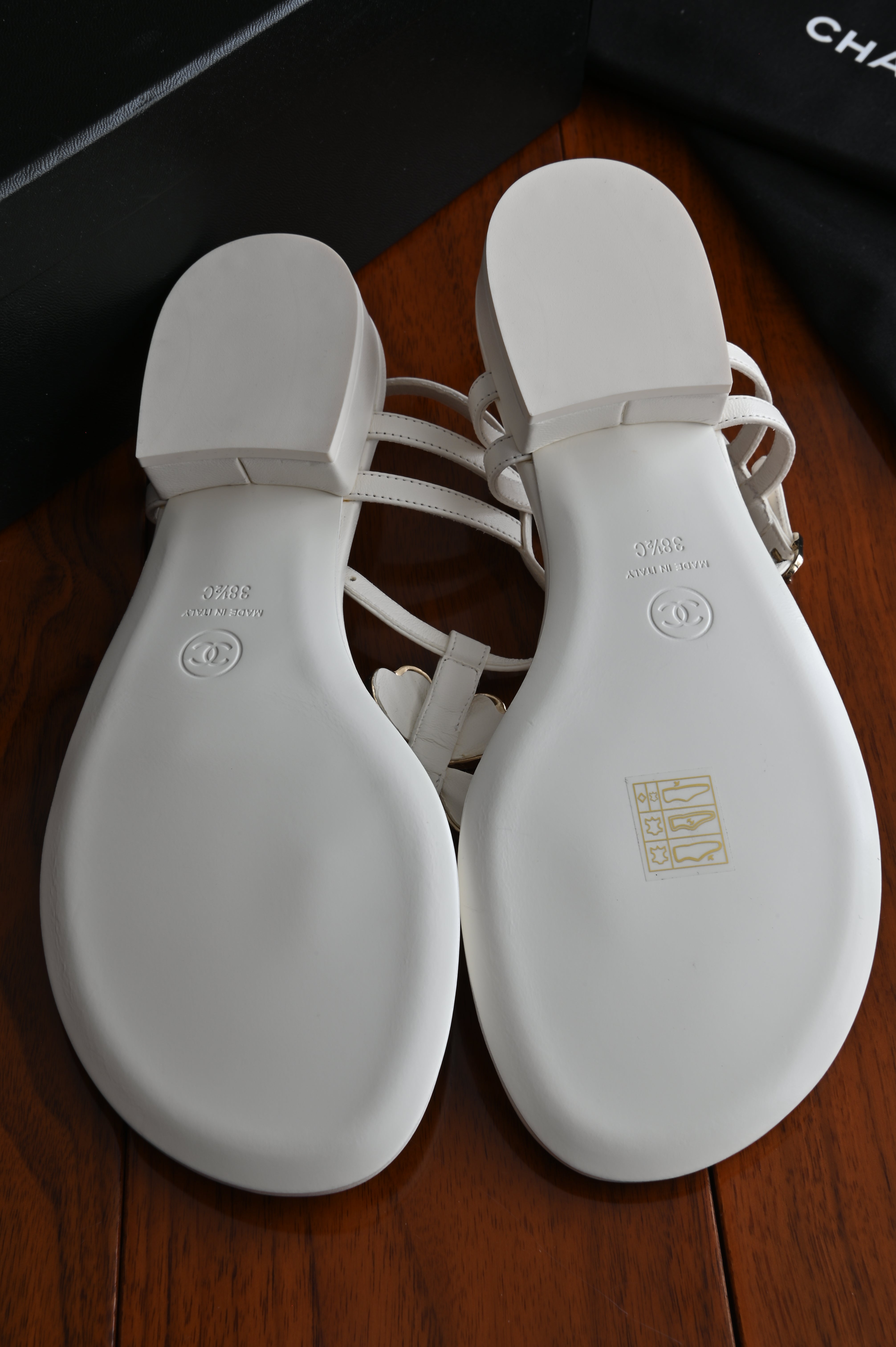 Chanel White Thong Sandals