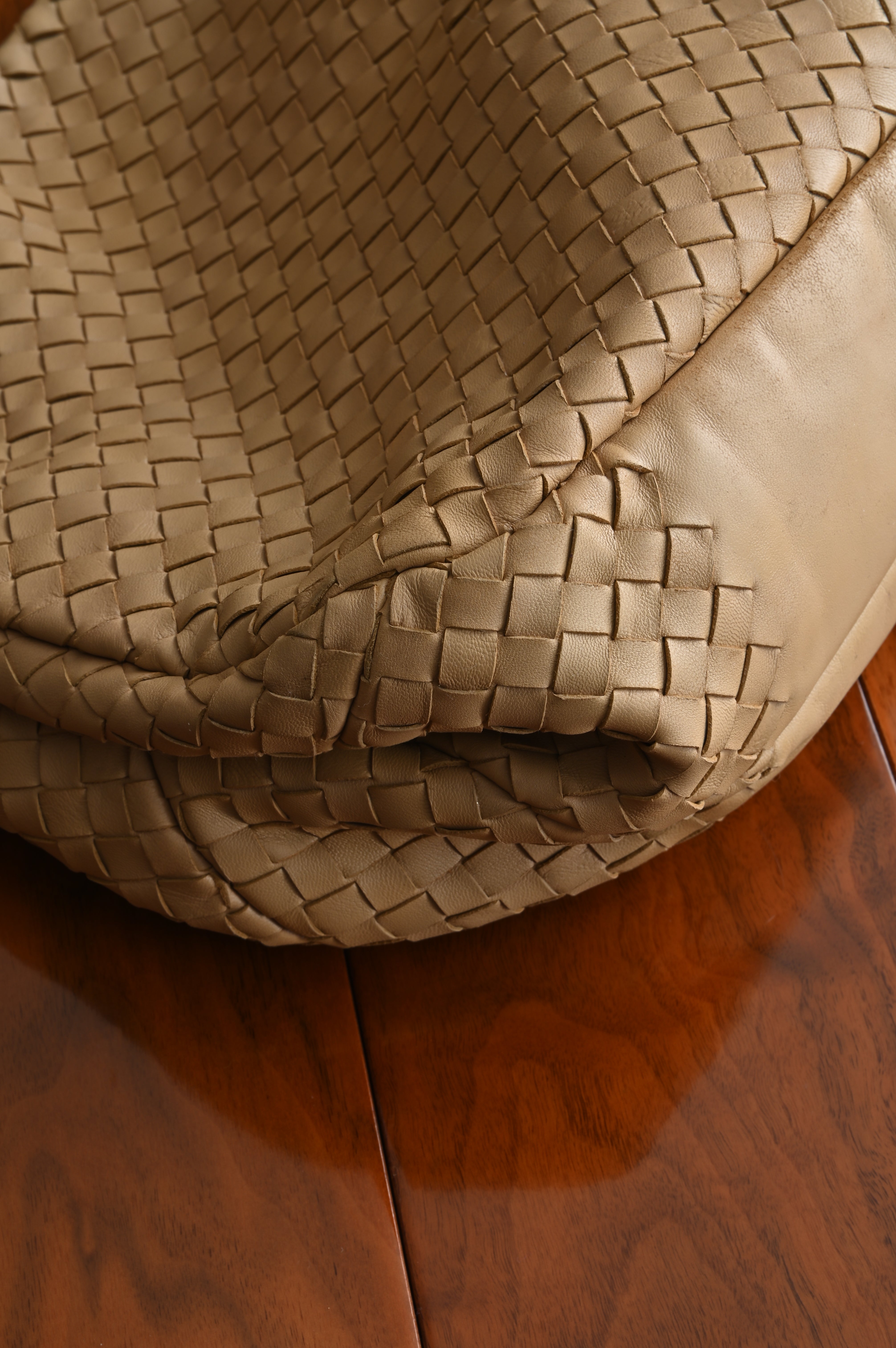 Bottega Veneta Sand Intrecciato Woven Nappa Leather Large Campana Bag