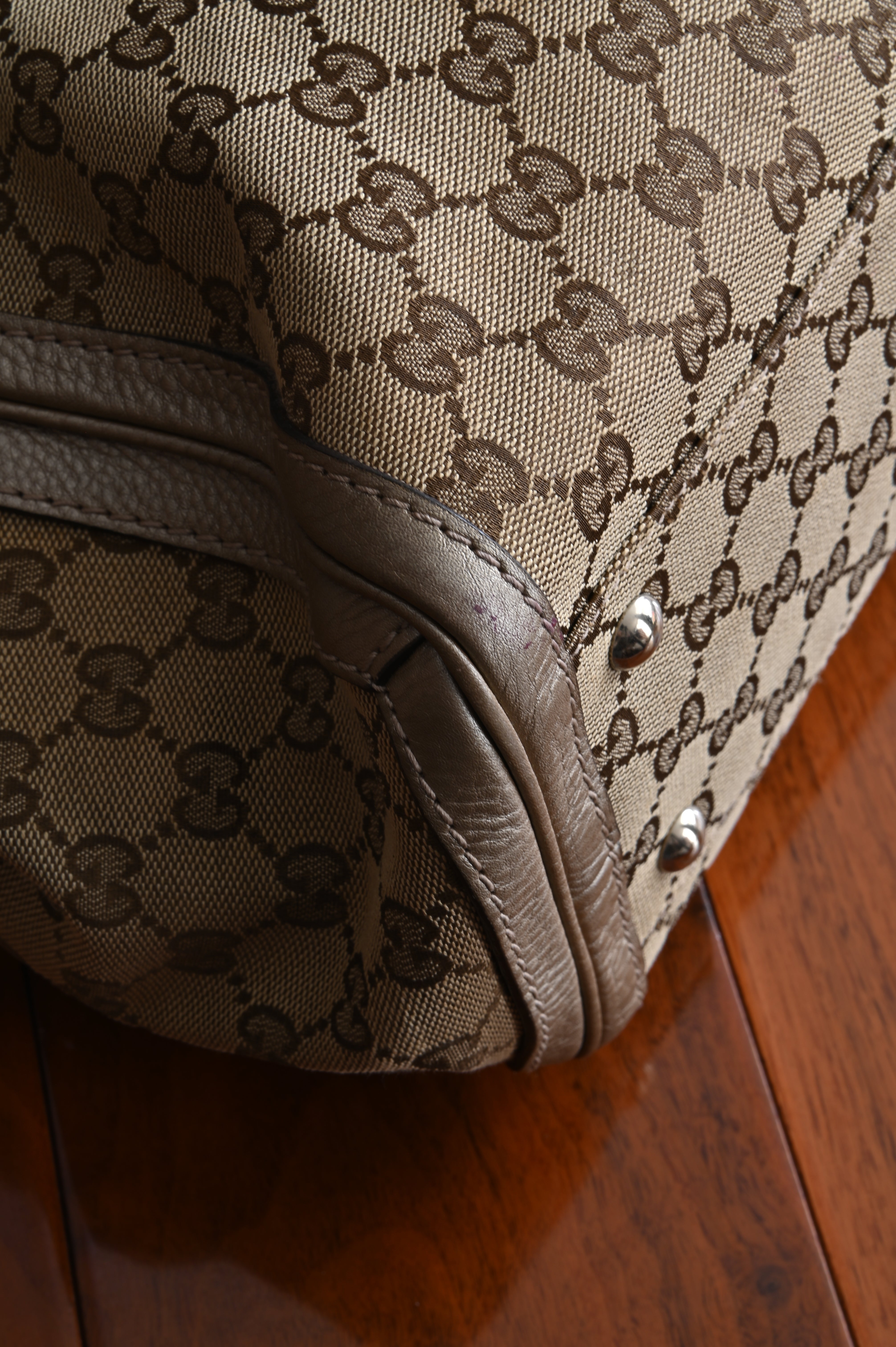 Gucci Champagne gold GG Canvas Bella large Tote Bag