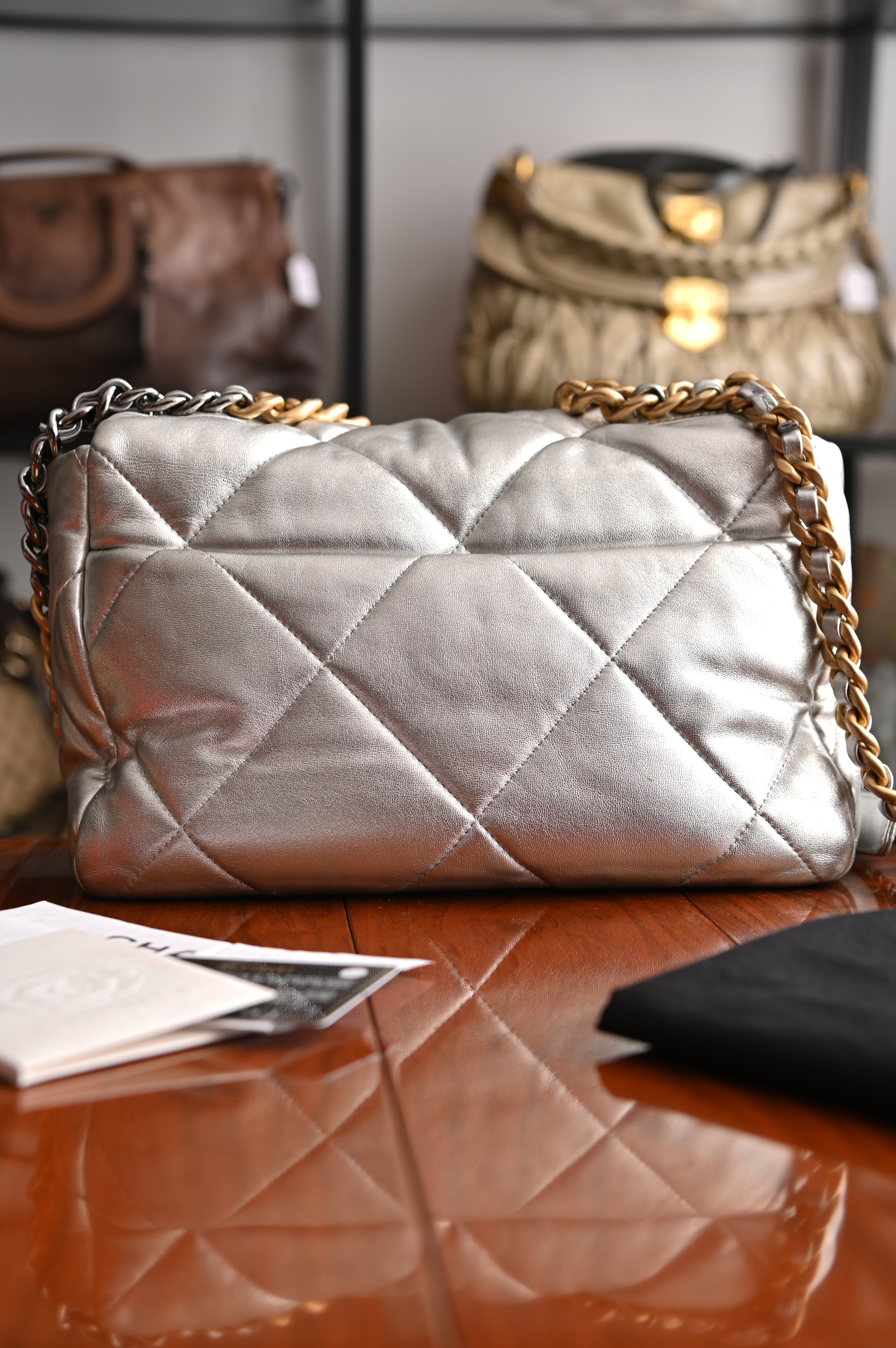 Chanel CC 19 Silver large Flap Bag