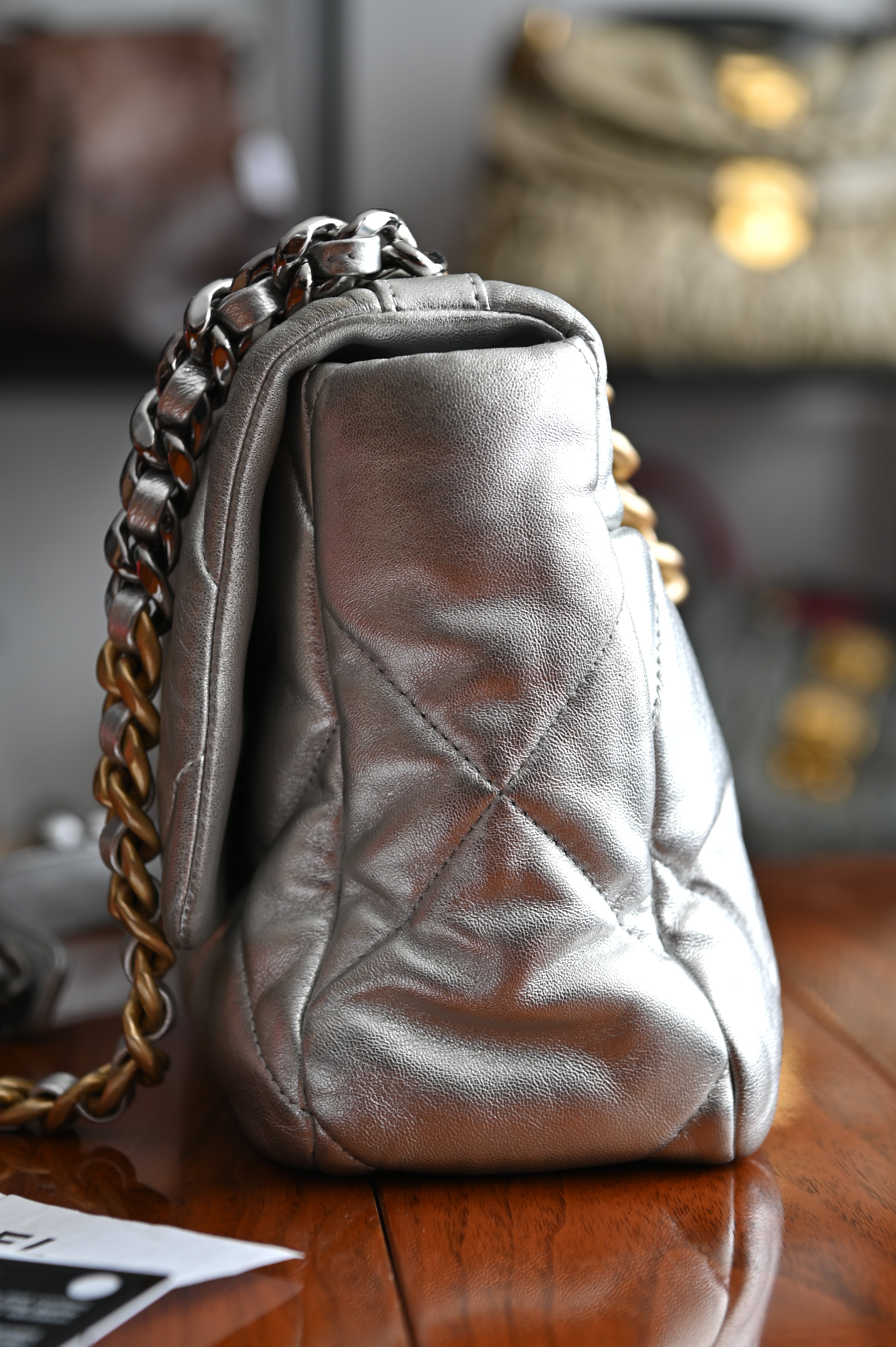 Chanel CC 19 Silver large Flap Bag