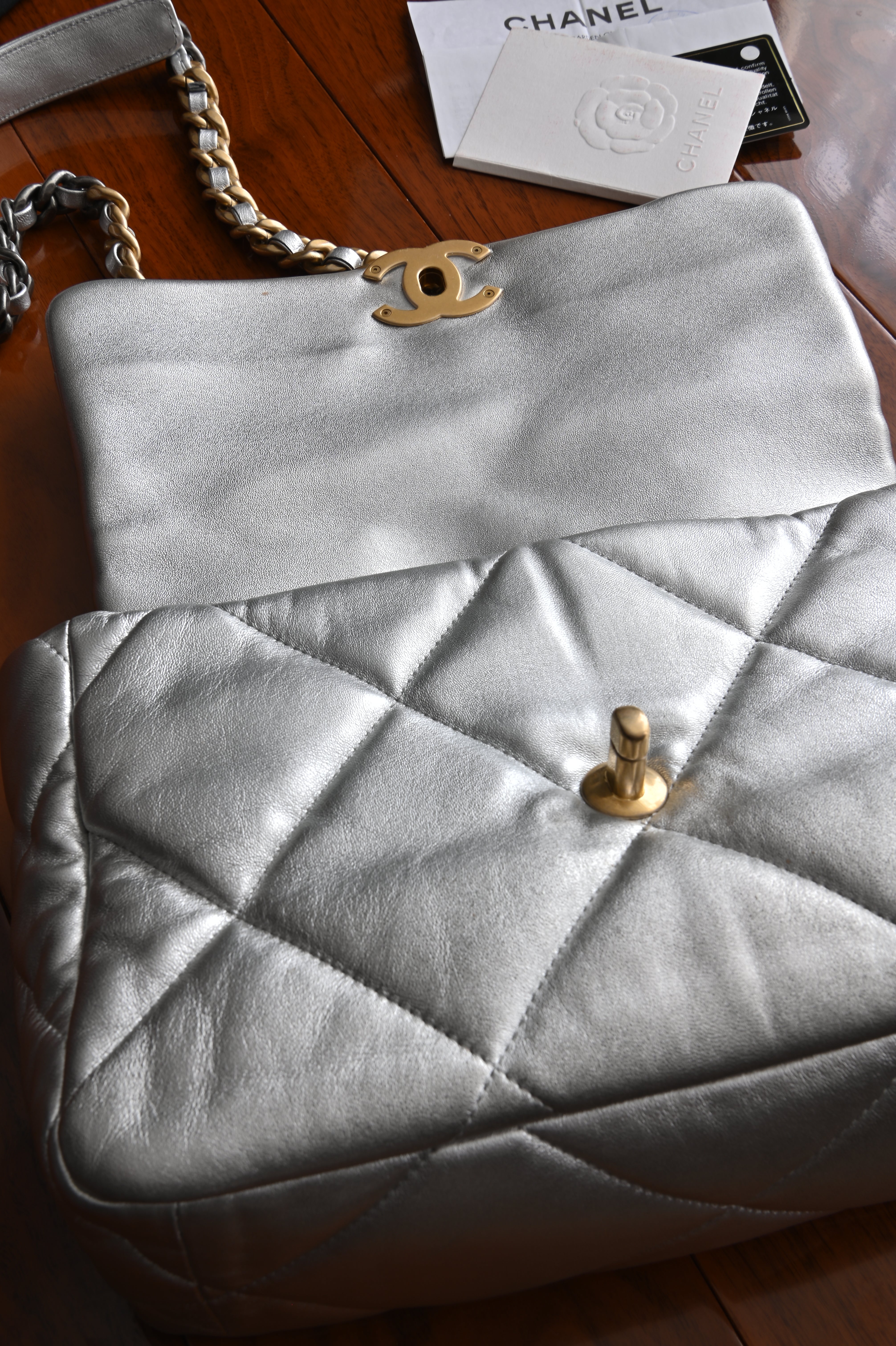 Chanel CC 19 Silver large Flap Bag