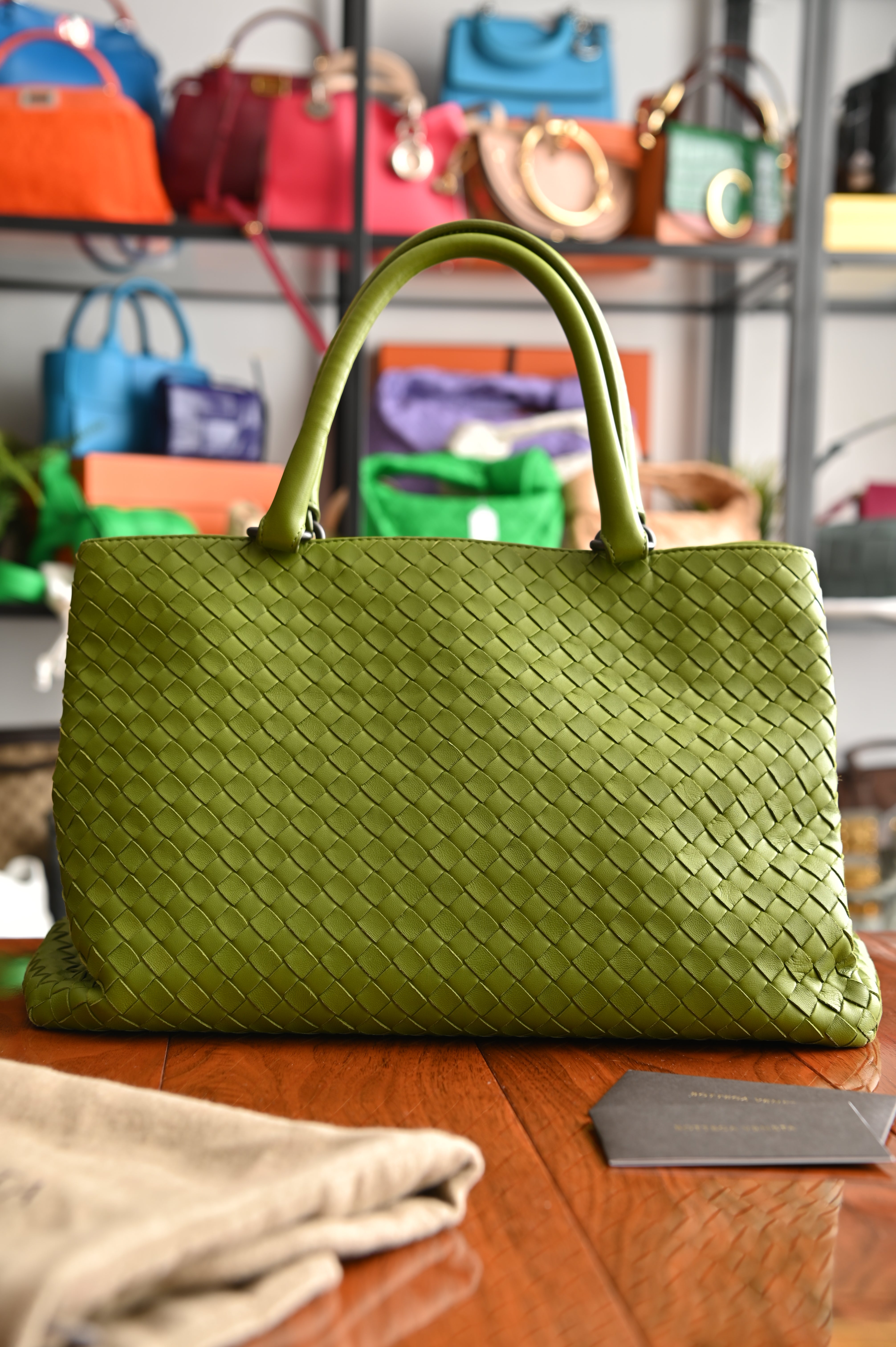 Bottega Veneta Nappa Intrecciatto large tote bag in lime green