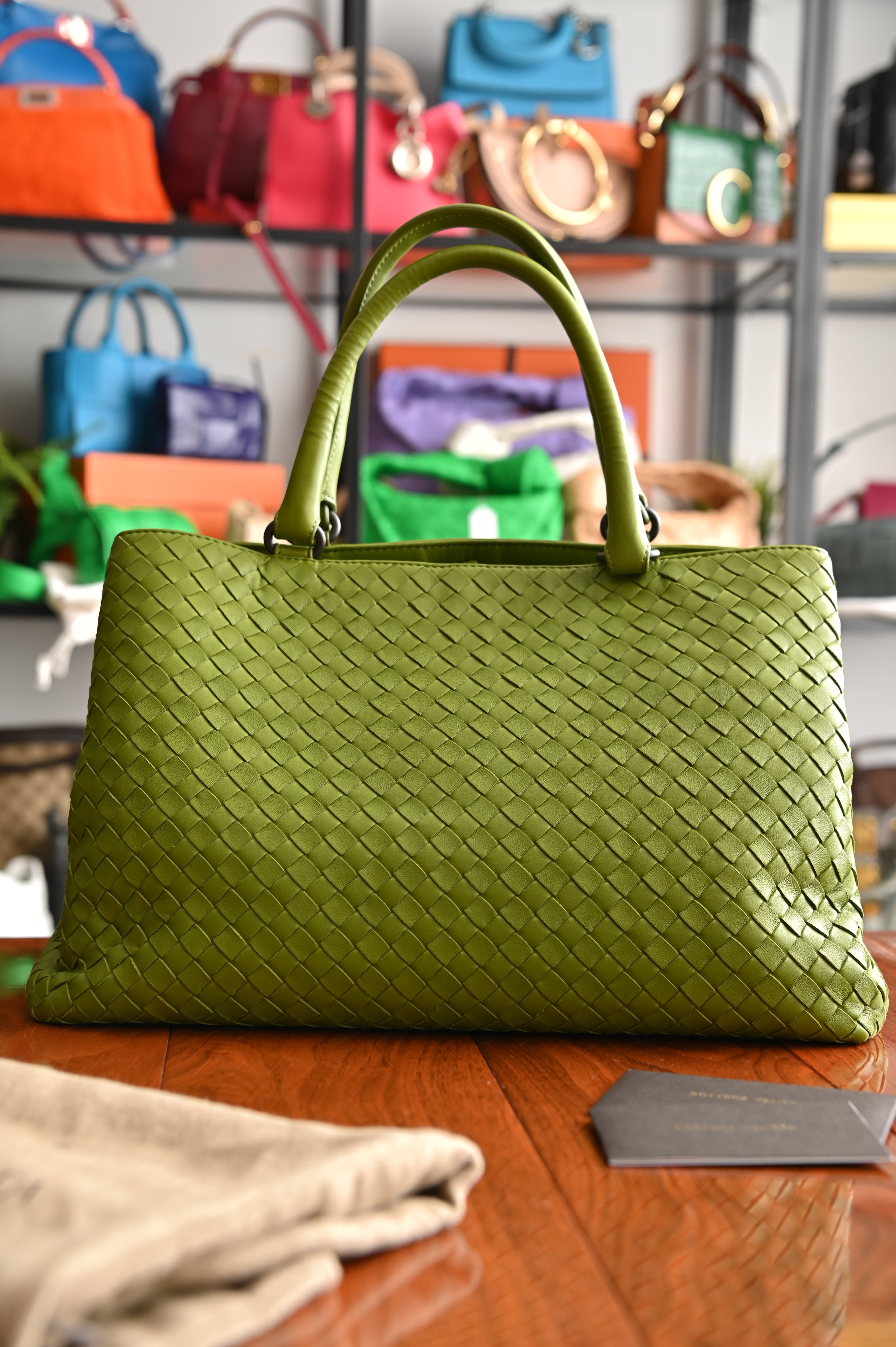 Bottega Veneta Nappa Intrecciatto large tote bag in lime green