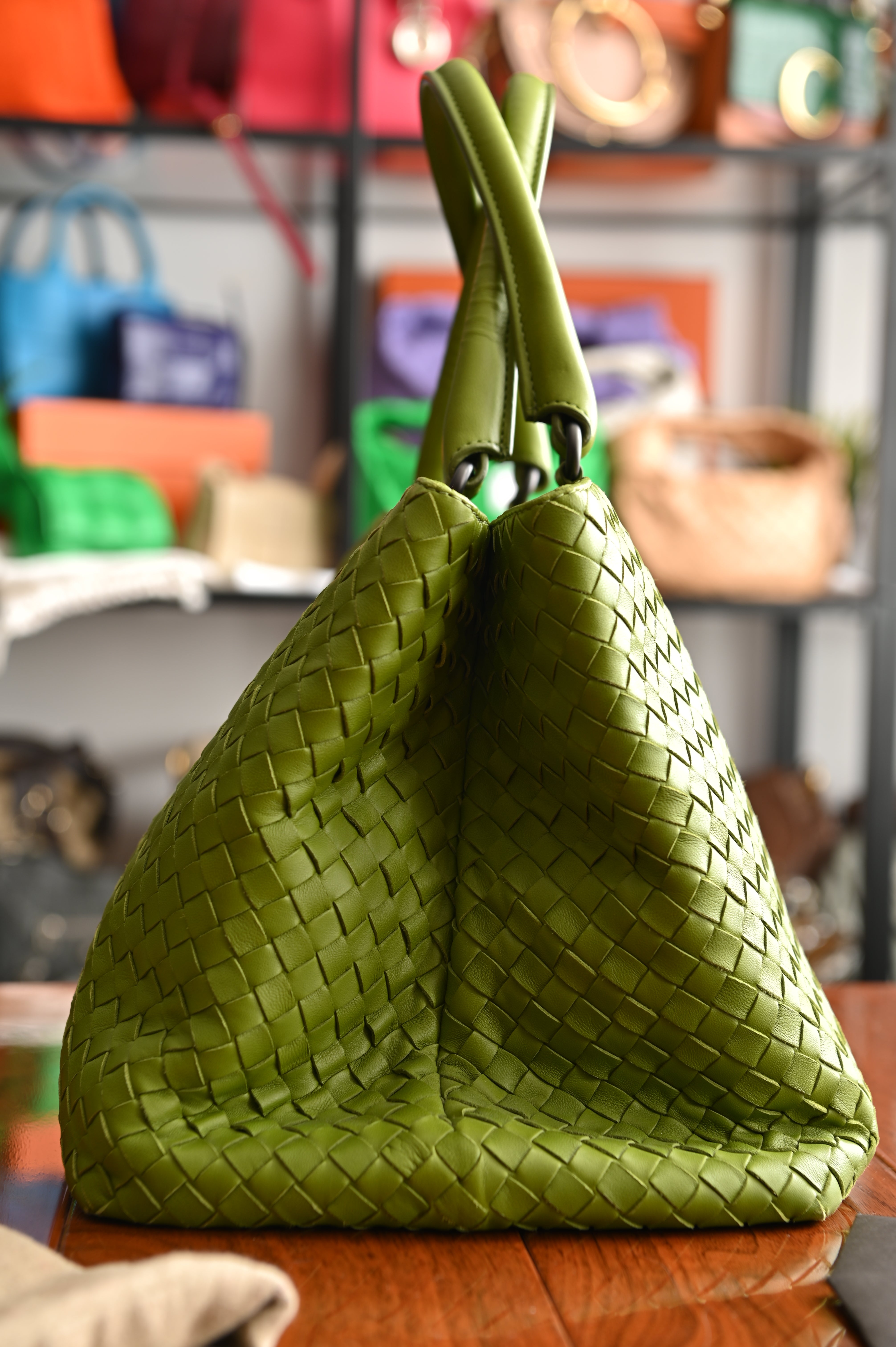 Bottega Veneta Nappa Intrecciatto large tote bag in lime green
