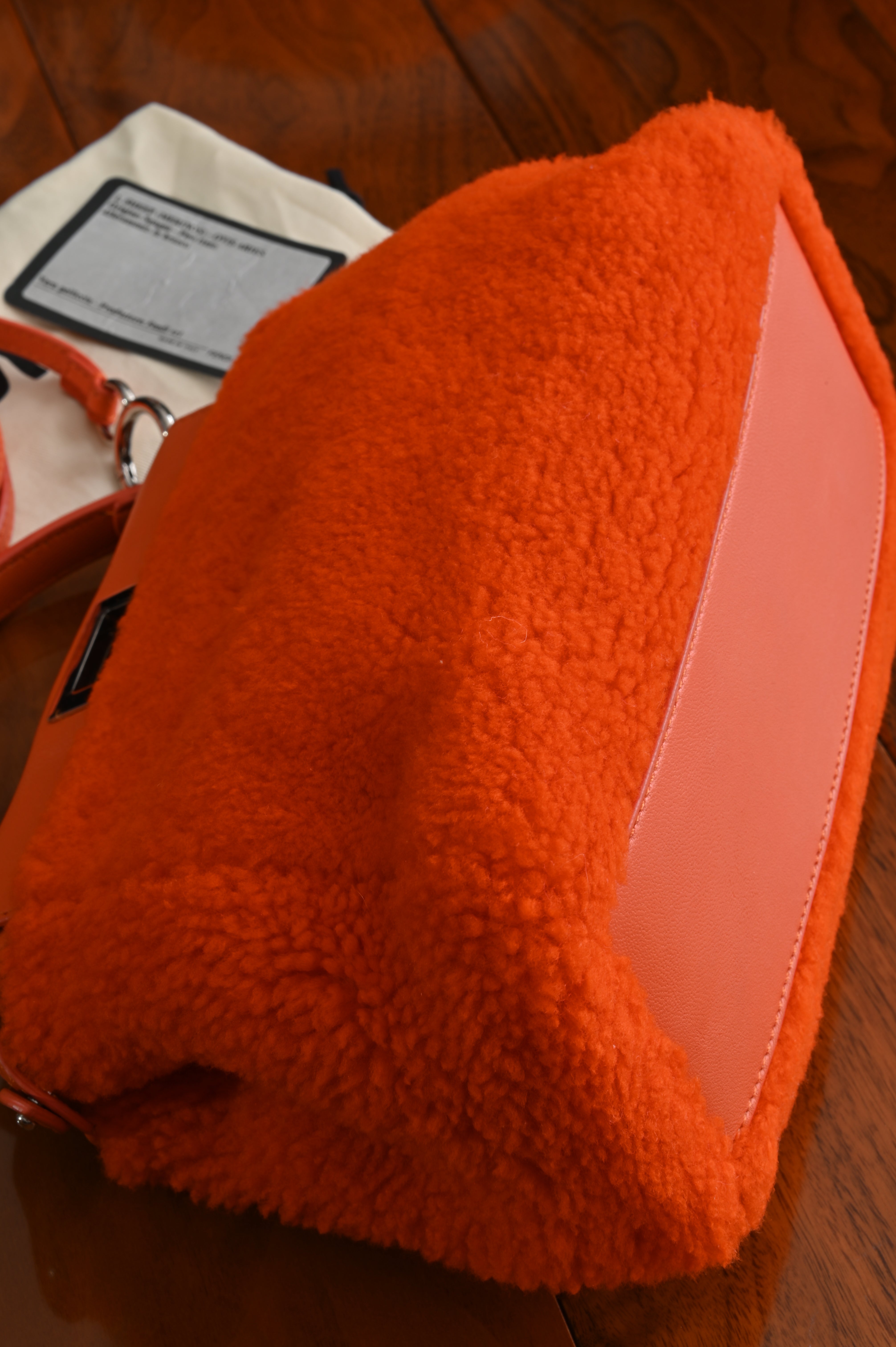 Fendi Mini Peekaboo orange shearling fur bag