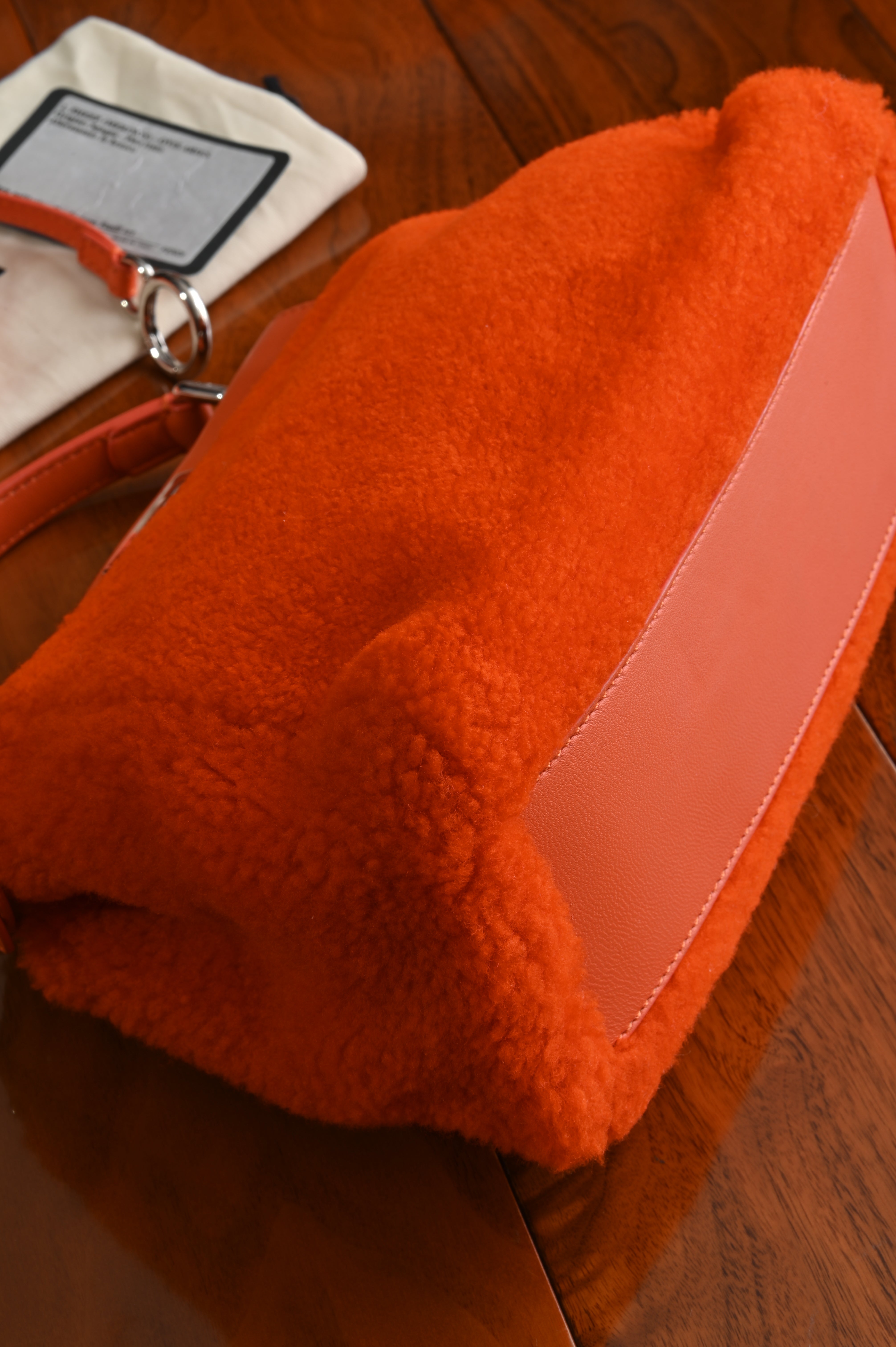 Fendi Mini Peekaboo orange shearling fur bag