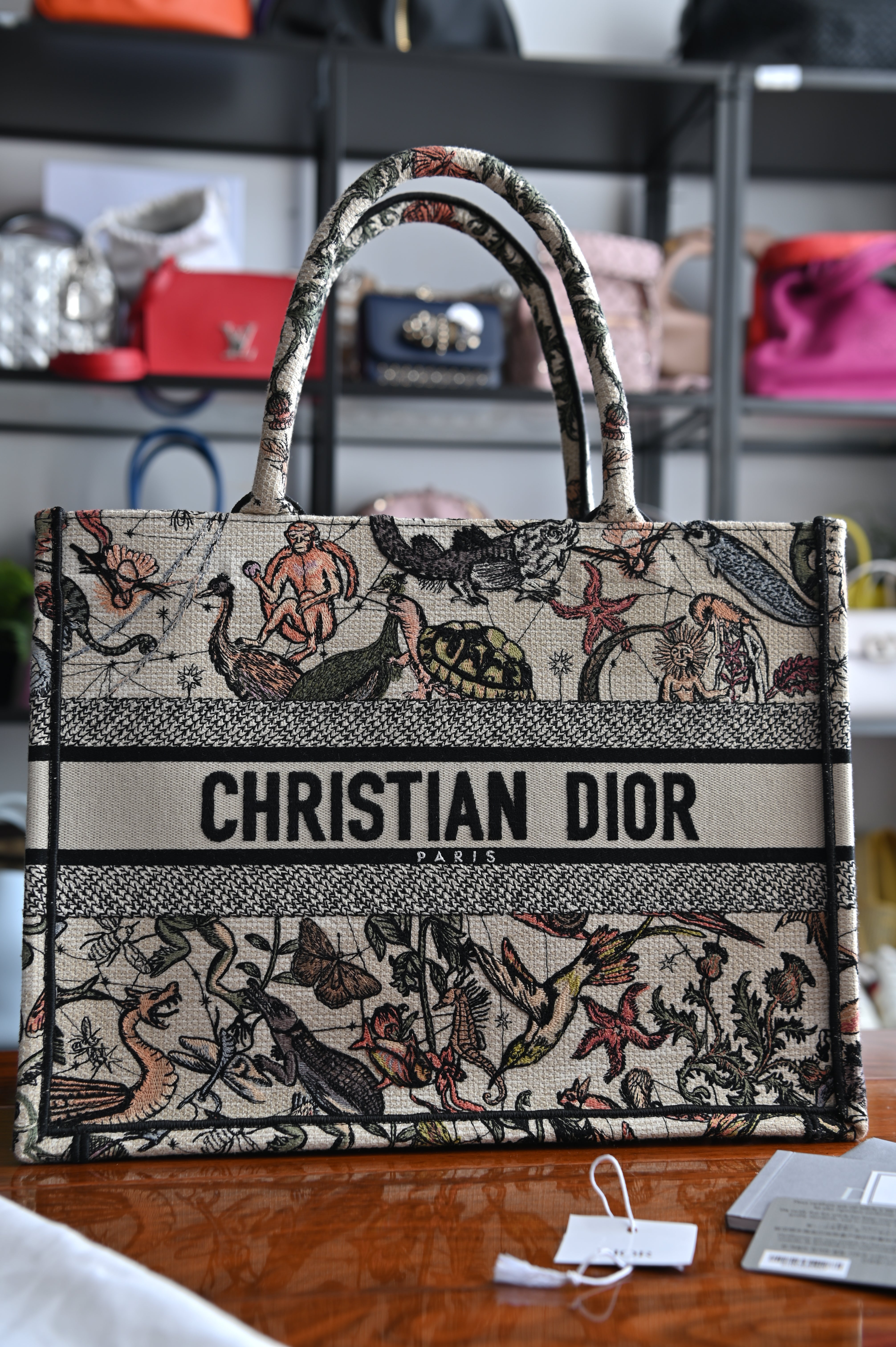 Christian Dior Book Tote with animal details