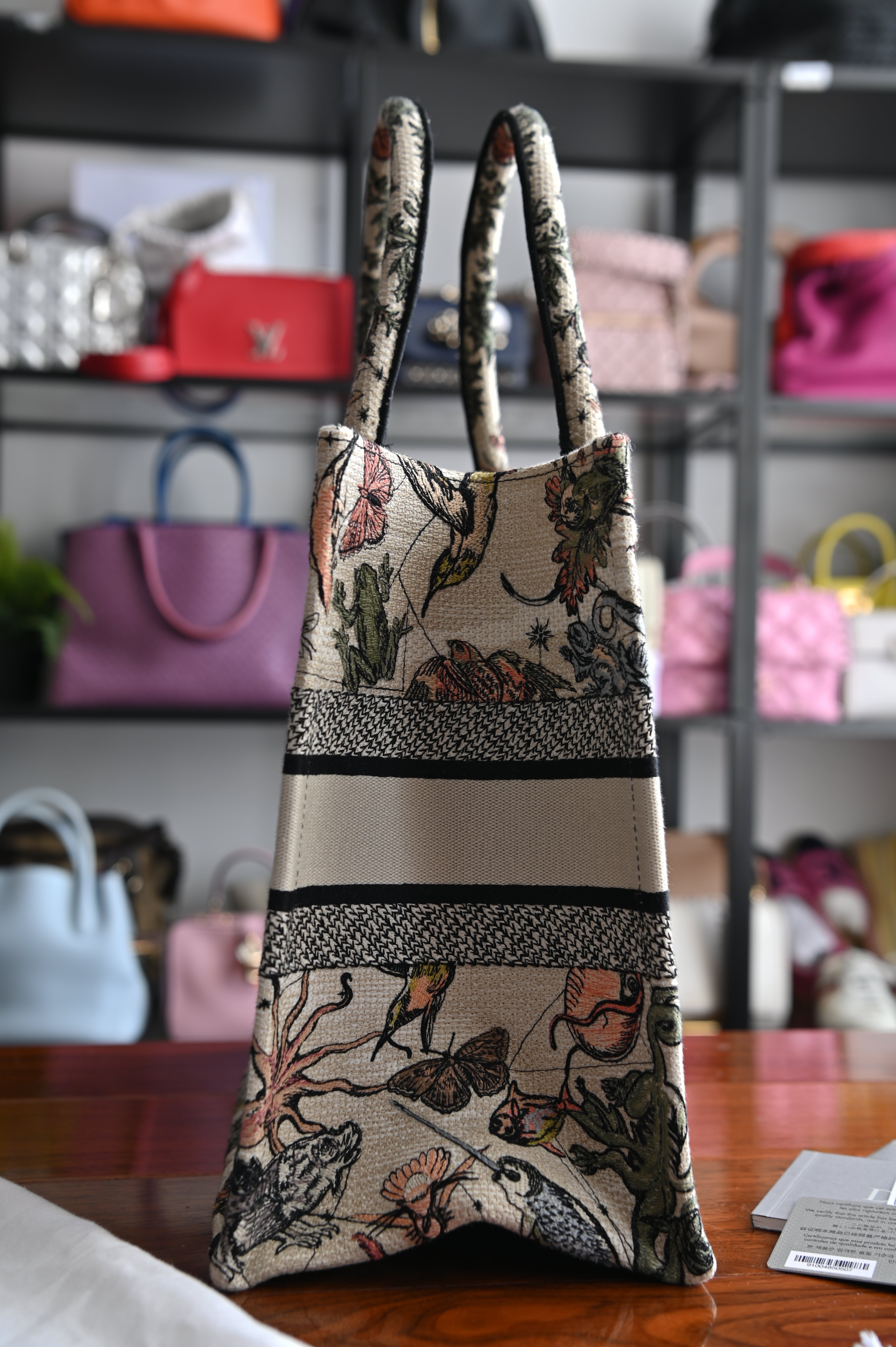 Christian Dior Book Tote with animal details