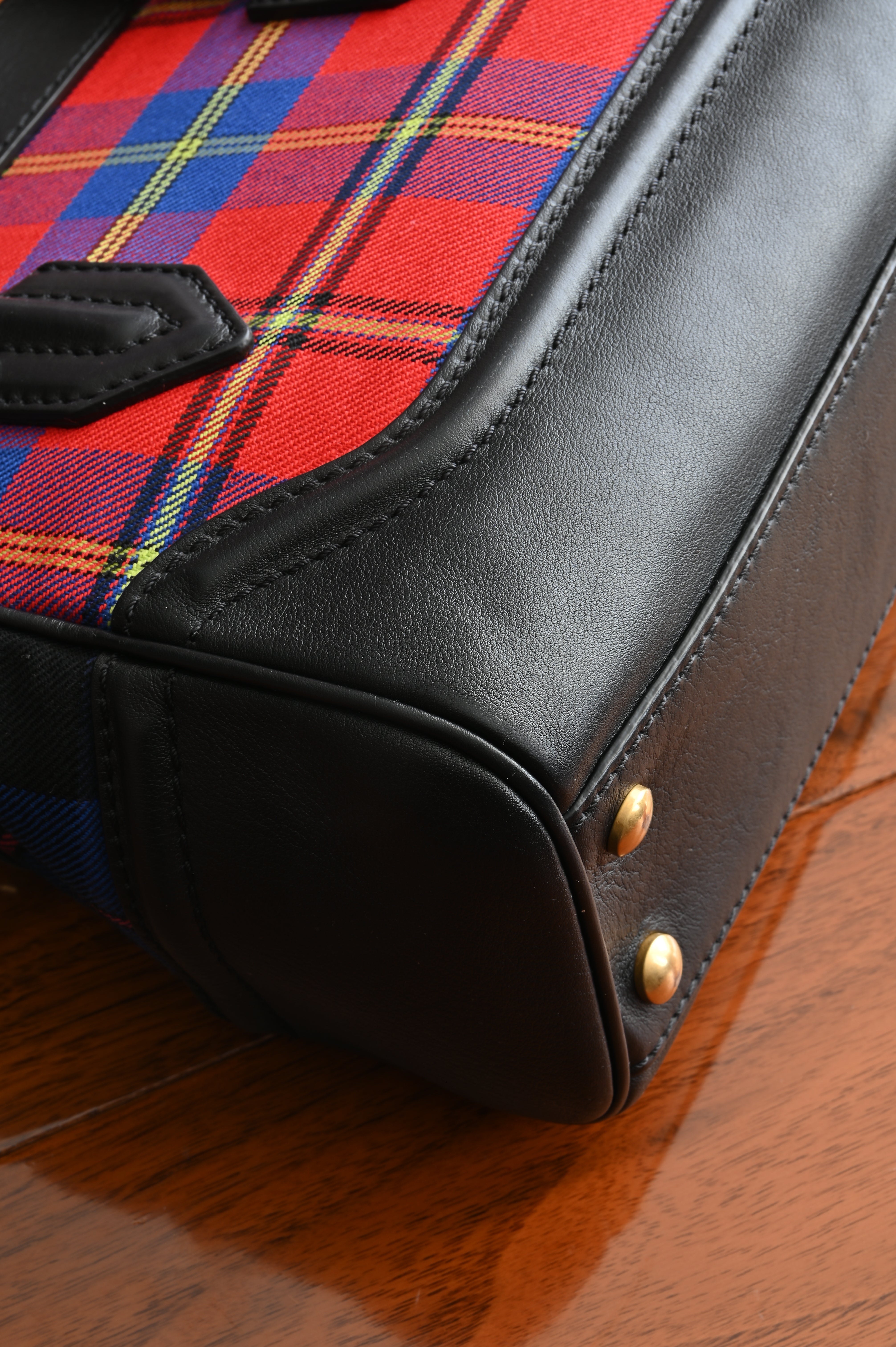 Versace Tartan Studded Palazzo Empire bag in black