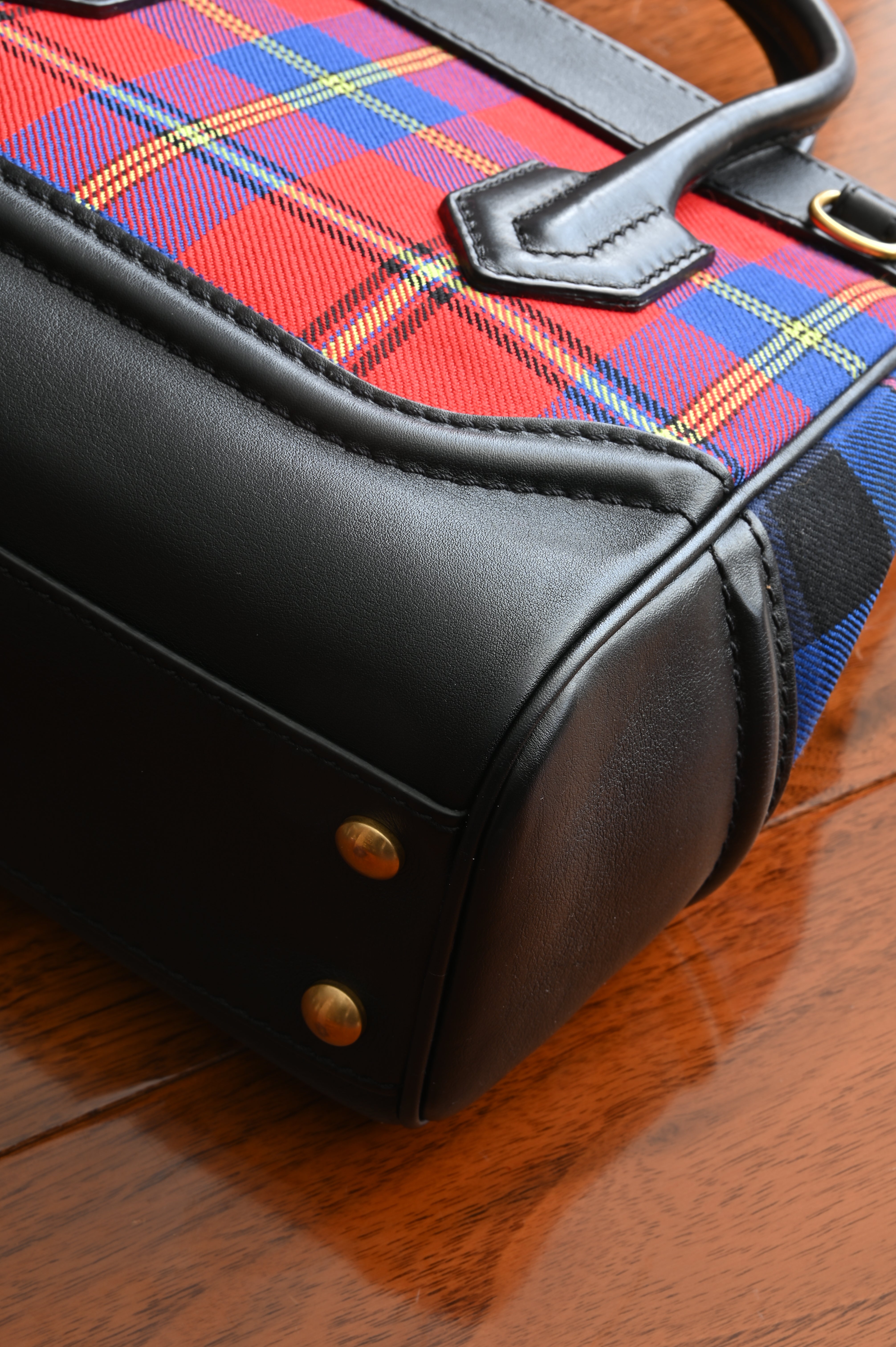 Versace Tartan Studded Palazzo Empire bag in black