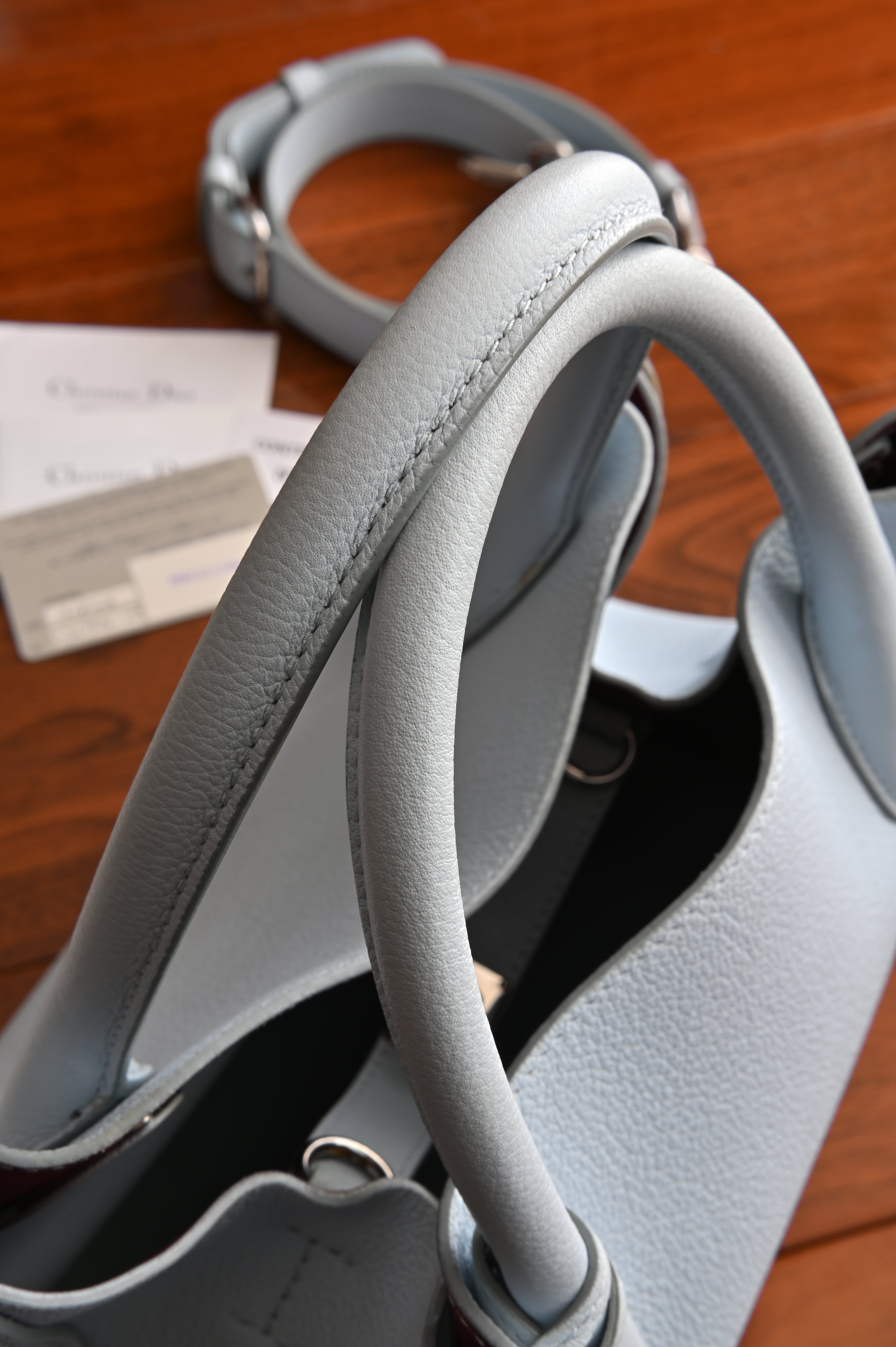 Christian Dior Open Bar Tote in soft baby blue