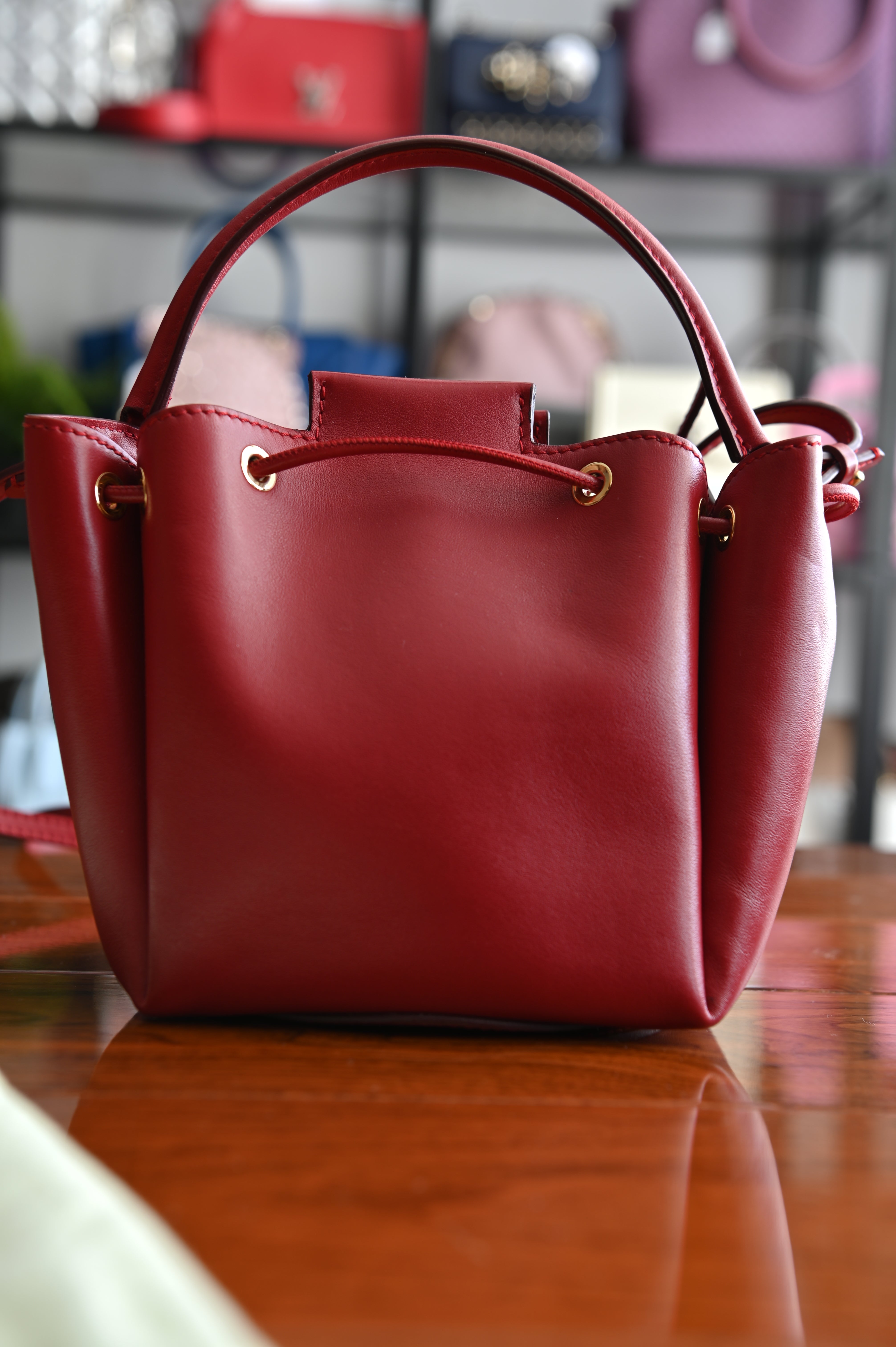 Burberry TB Motif red small bucket bag